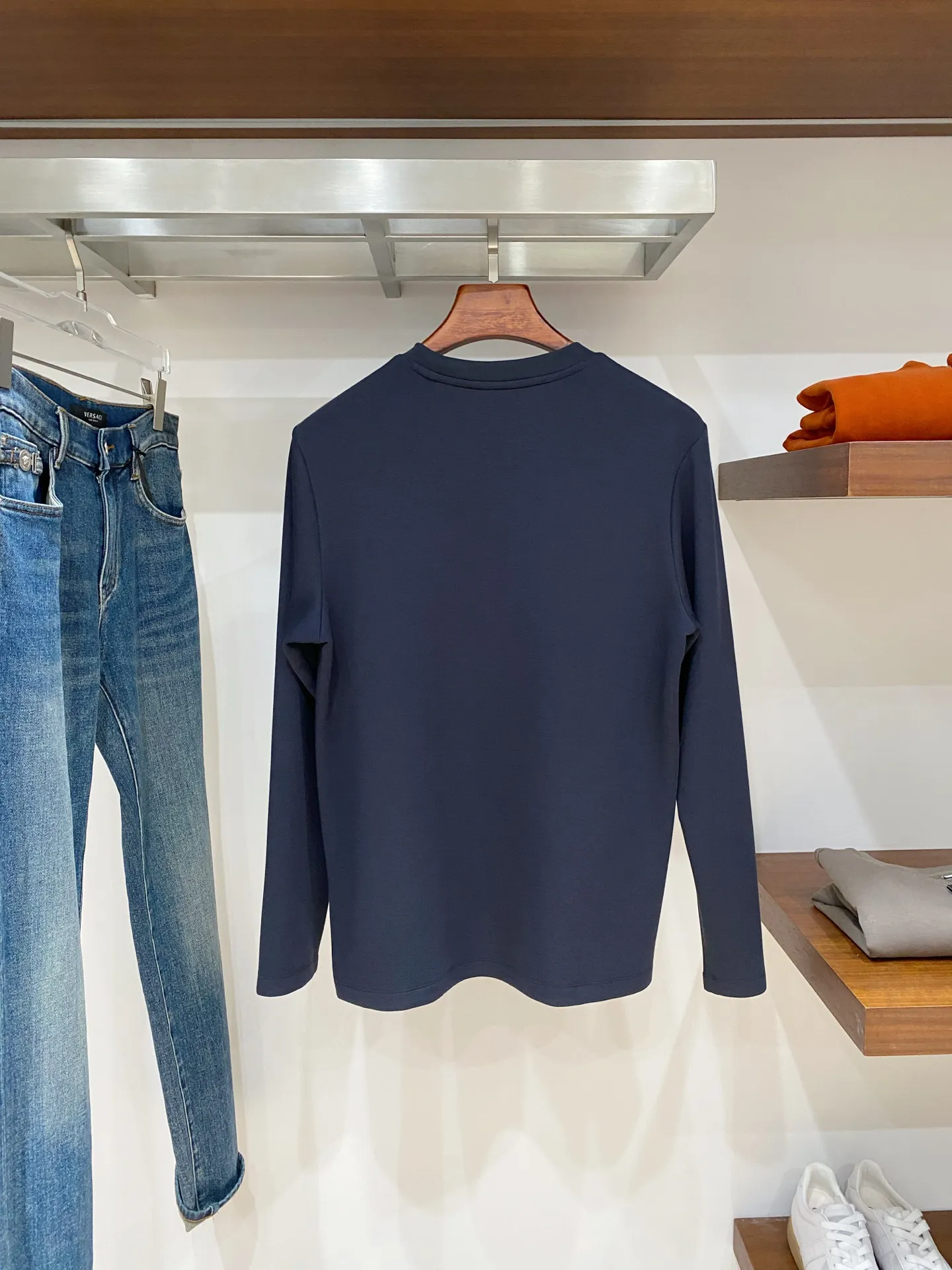 Embroidered Wool-Blend Long-Sleeve T-Shirt D18022796 — view 2