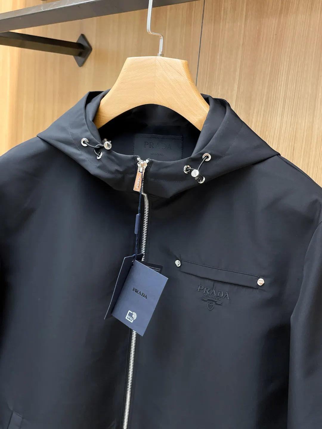 Hooded Technical Fabric Zip-Up Jacket D21522764 — view 4