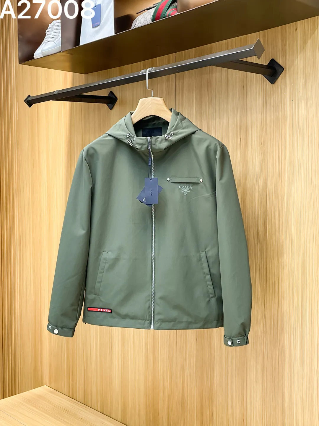 Hooded Technical Fabric Zip-Up Jacket D21522765