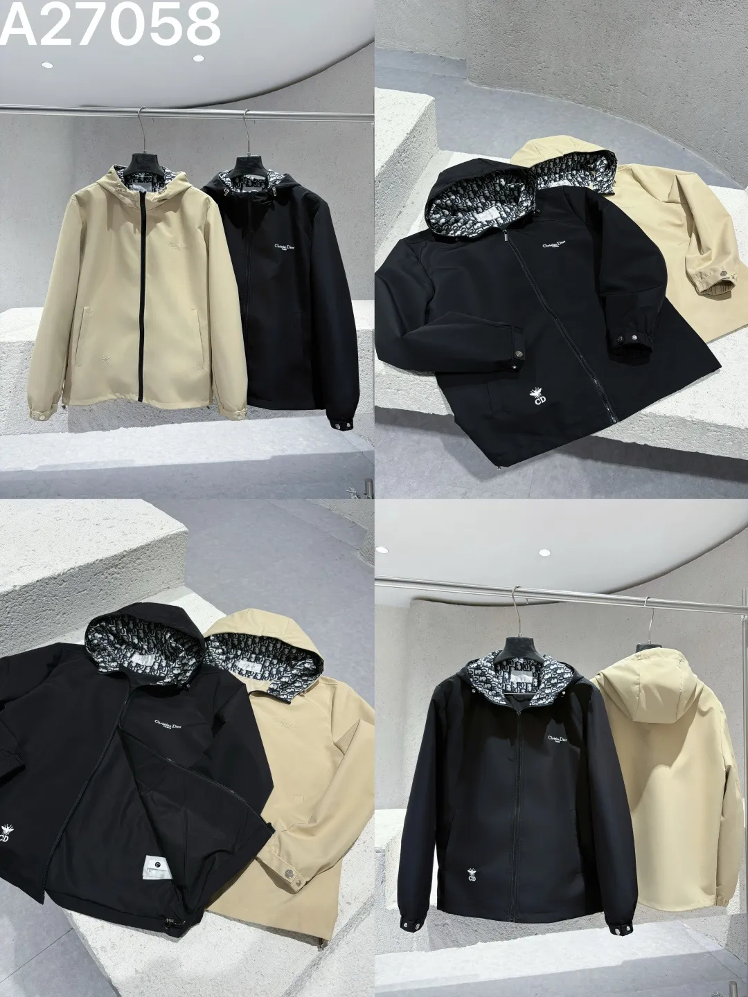 Oblique Lined Hooded Jacket D21522768 — view 9