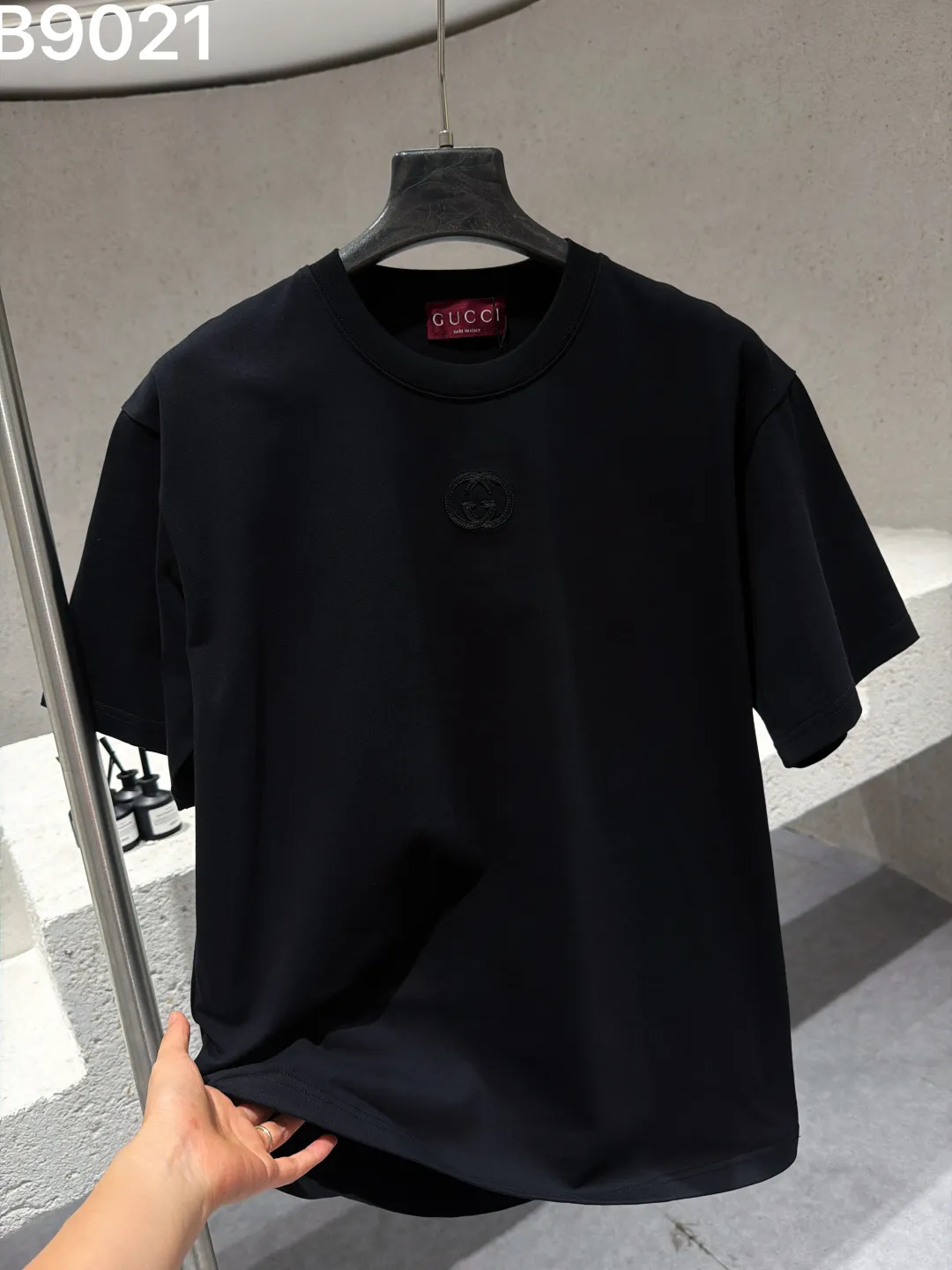 Embroidered Interlocking G Cotton T-Shirt D9022814 — view 3