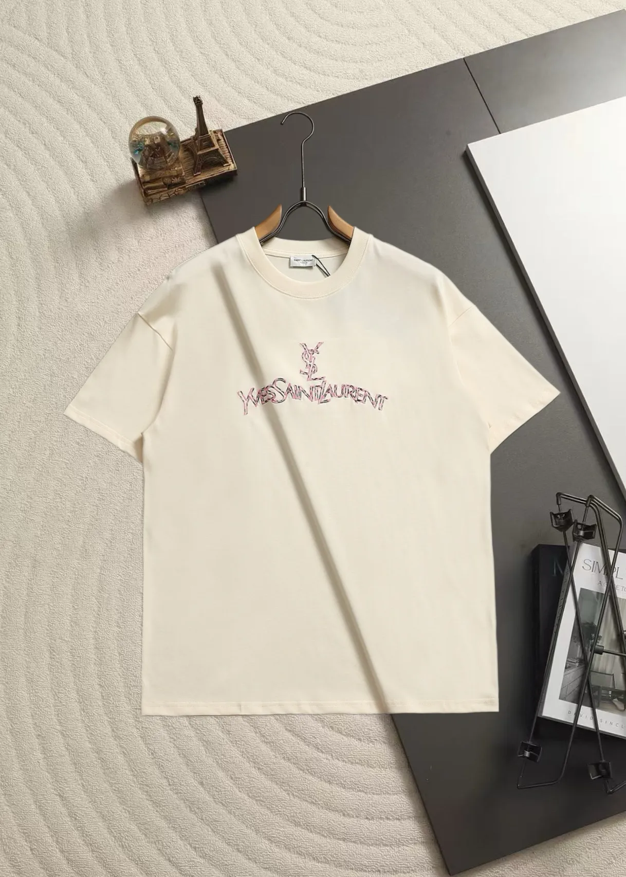 Saint Laurent Logo Embroidered Cotton T-Shirt D13521486