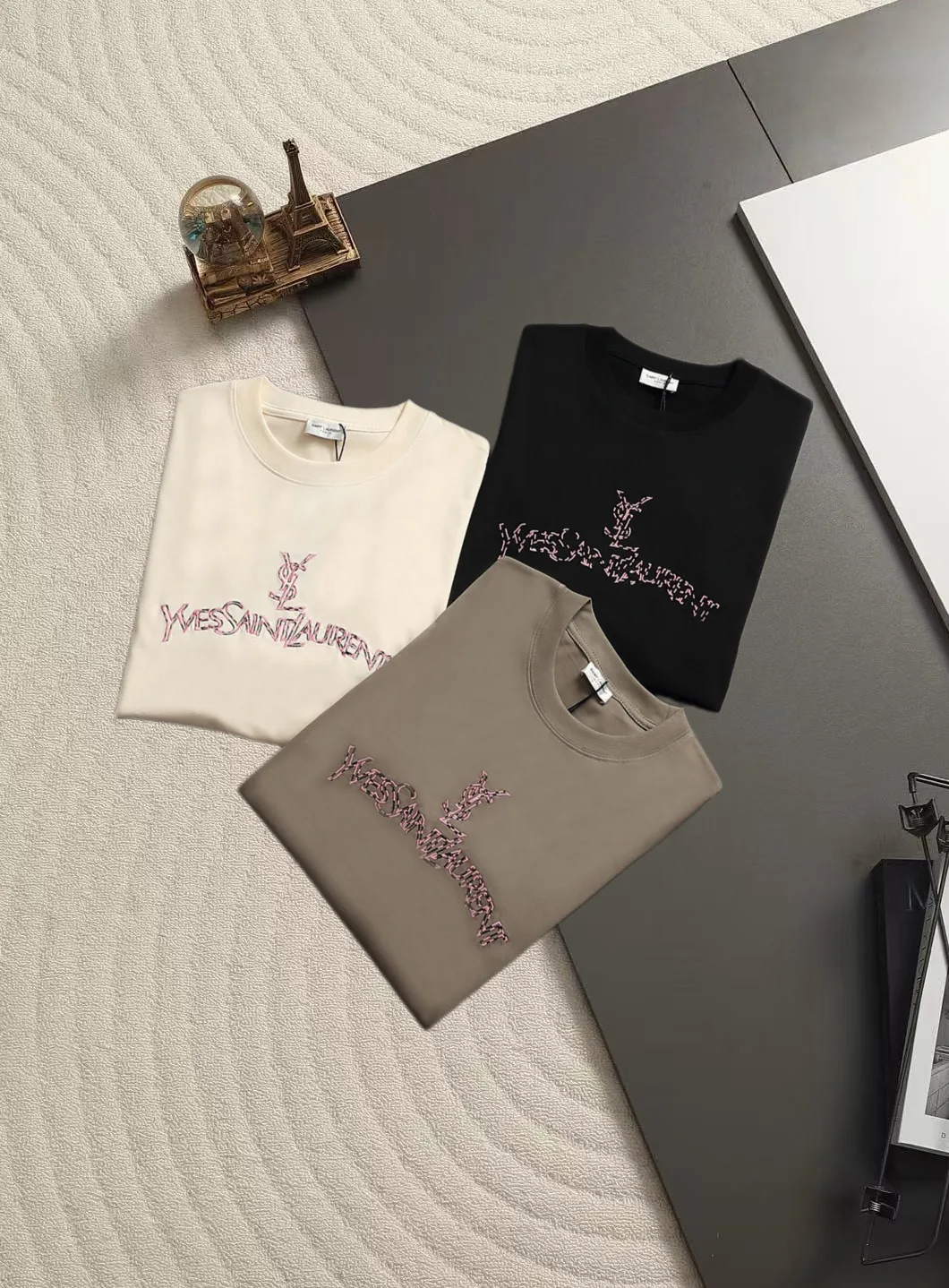 Saint Laurent Logo Embroidered Cotton T-Shirt D13521486 — view 2
