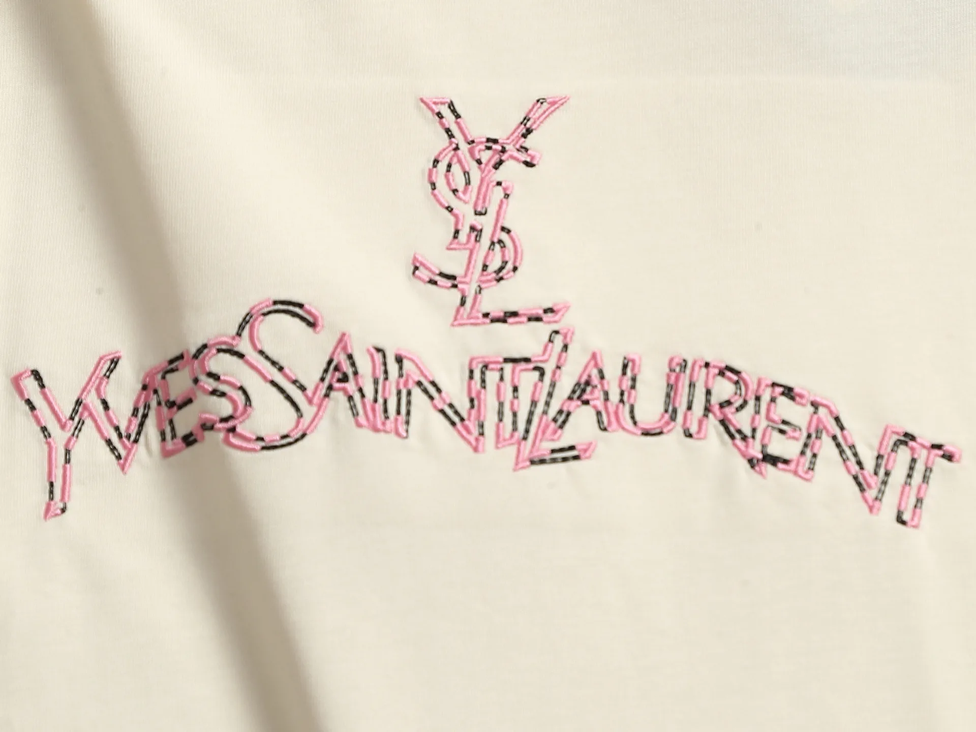 Saint Laurent Logo Embroidered Cotton T-Shirt D13521486 — view 4