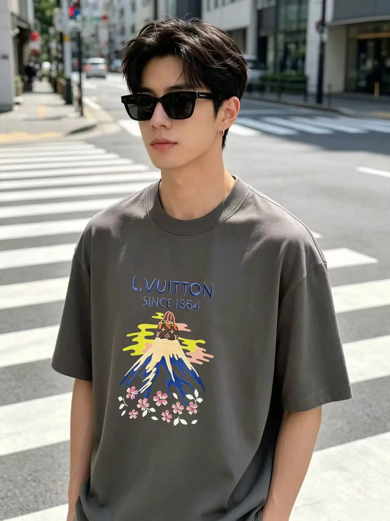 Mount Fuji Graphic Print Cotton T-Shirt D13521615 — view 6