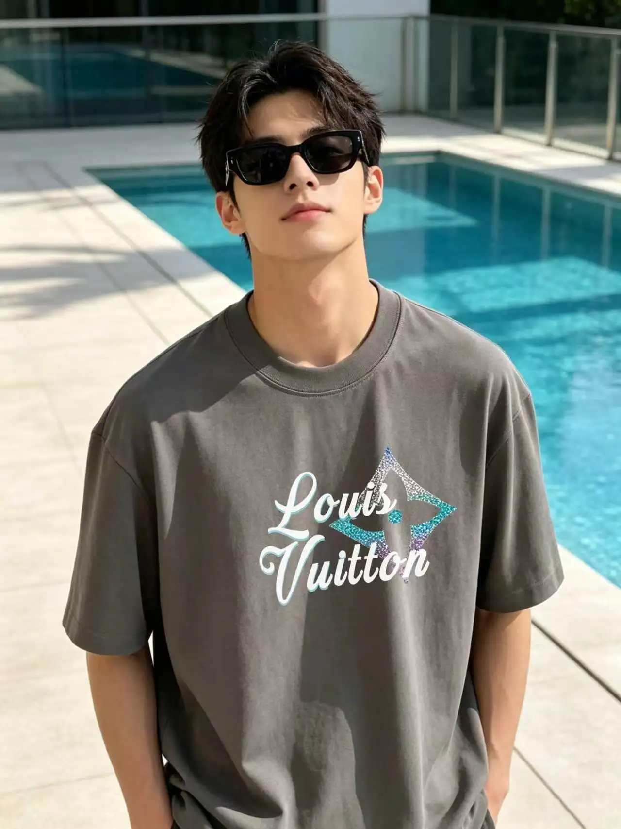 Gradient Script Logo Cotton T-Shirt D13521619 — view 5