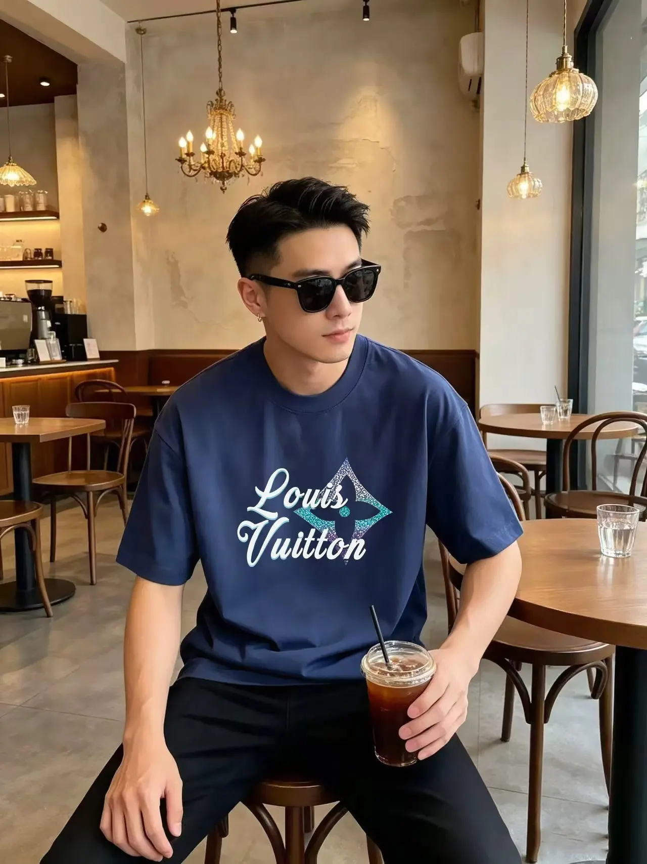 Gradient Script Logo Cotton T-Shirt D13521620 — view 5
