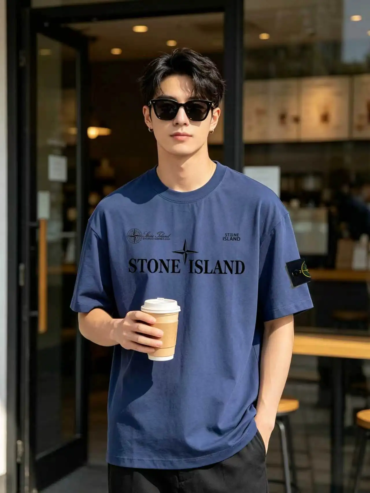 Compass Logo Graphic Cotton T-Shirt D14021420 — view 5