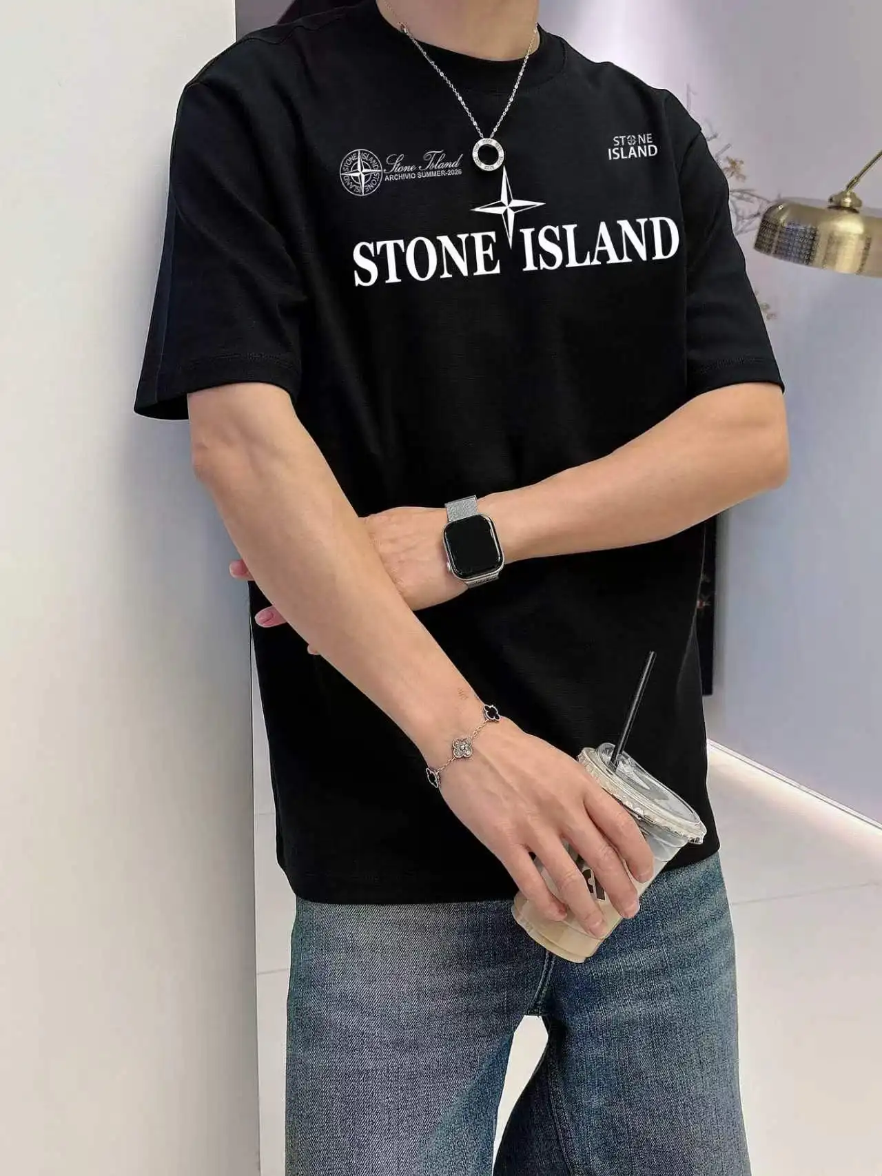 Compass Logo Graphic Cotton T-Shirt D14021421 — view 5