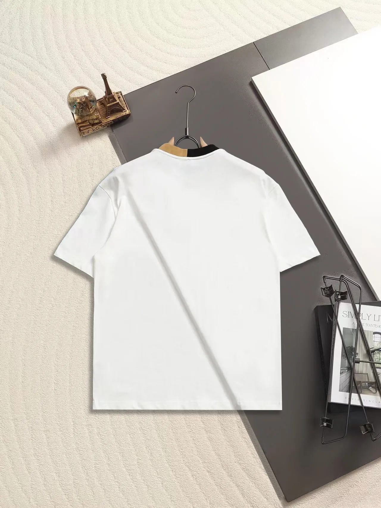 Logo Embroidery Check-Trim Cotton T-Shirt D13521470 — view 5