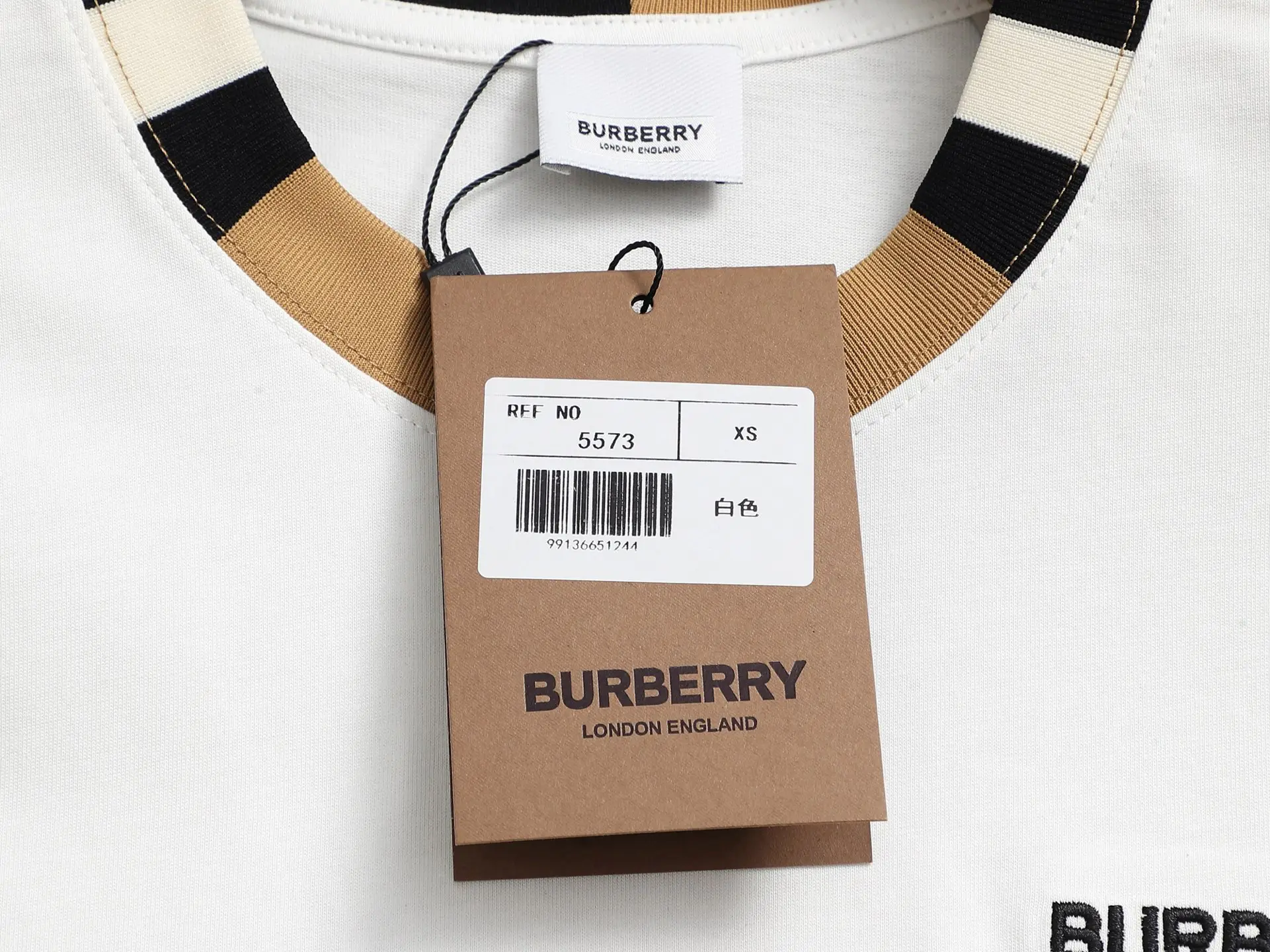 Logo Embroidery Check-Trim Cotton T-Shirt D13521470 — view 6