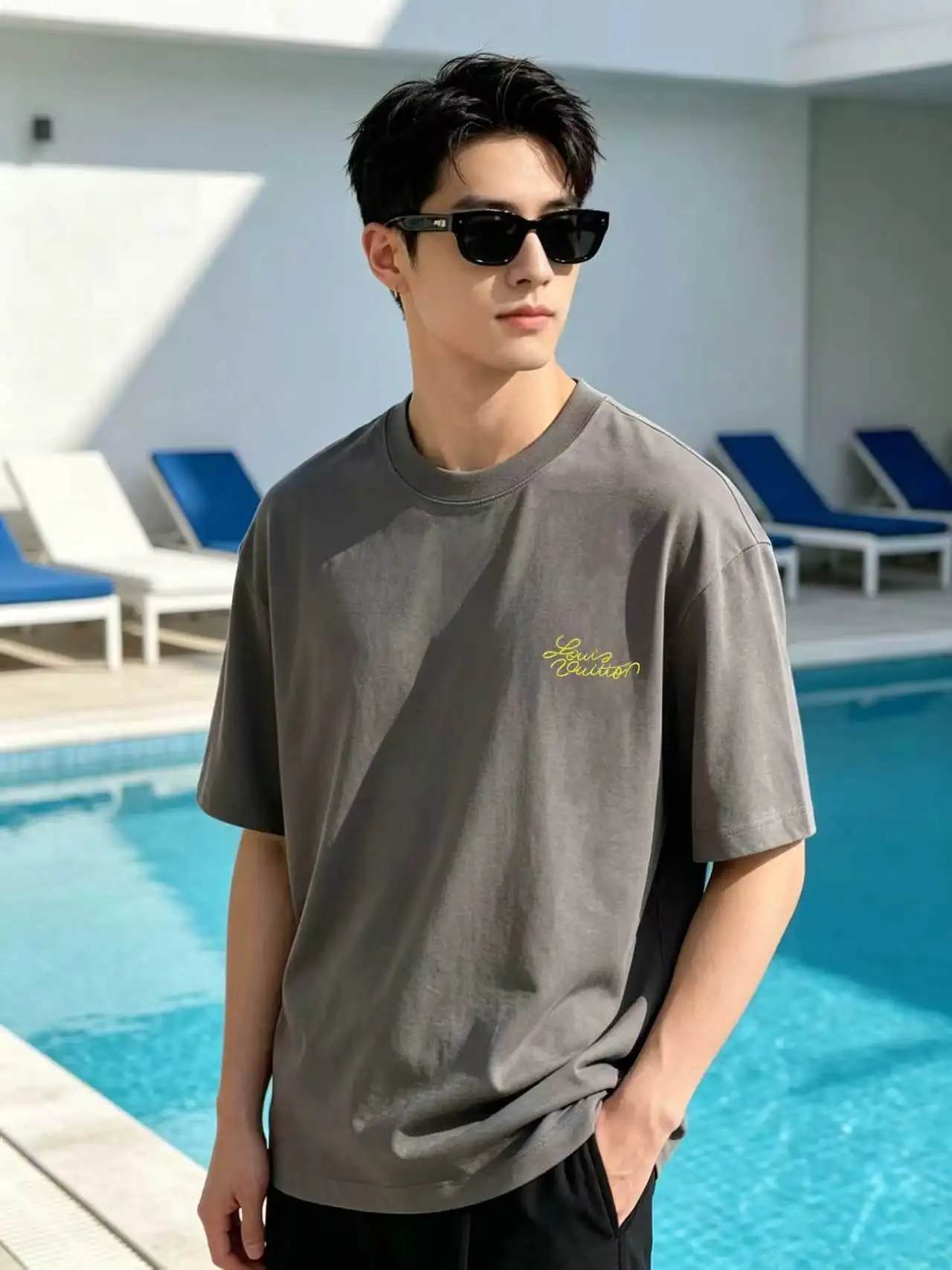 Signature Embroidered Logo Cotton T-Shirt D14021611 — view 5