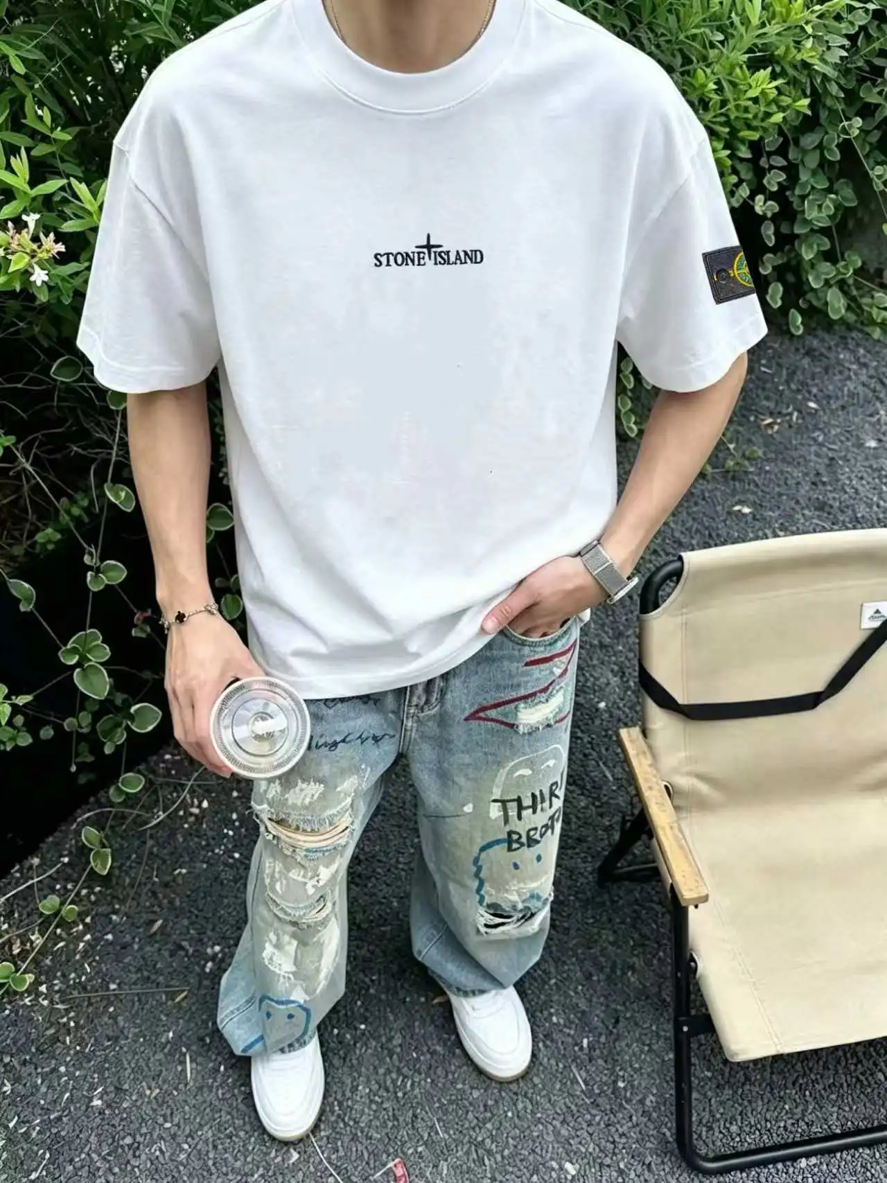Logo-Embroidered Cotton Jersey T-Shirt D14021422 — view 5
