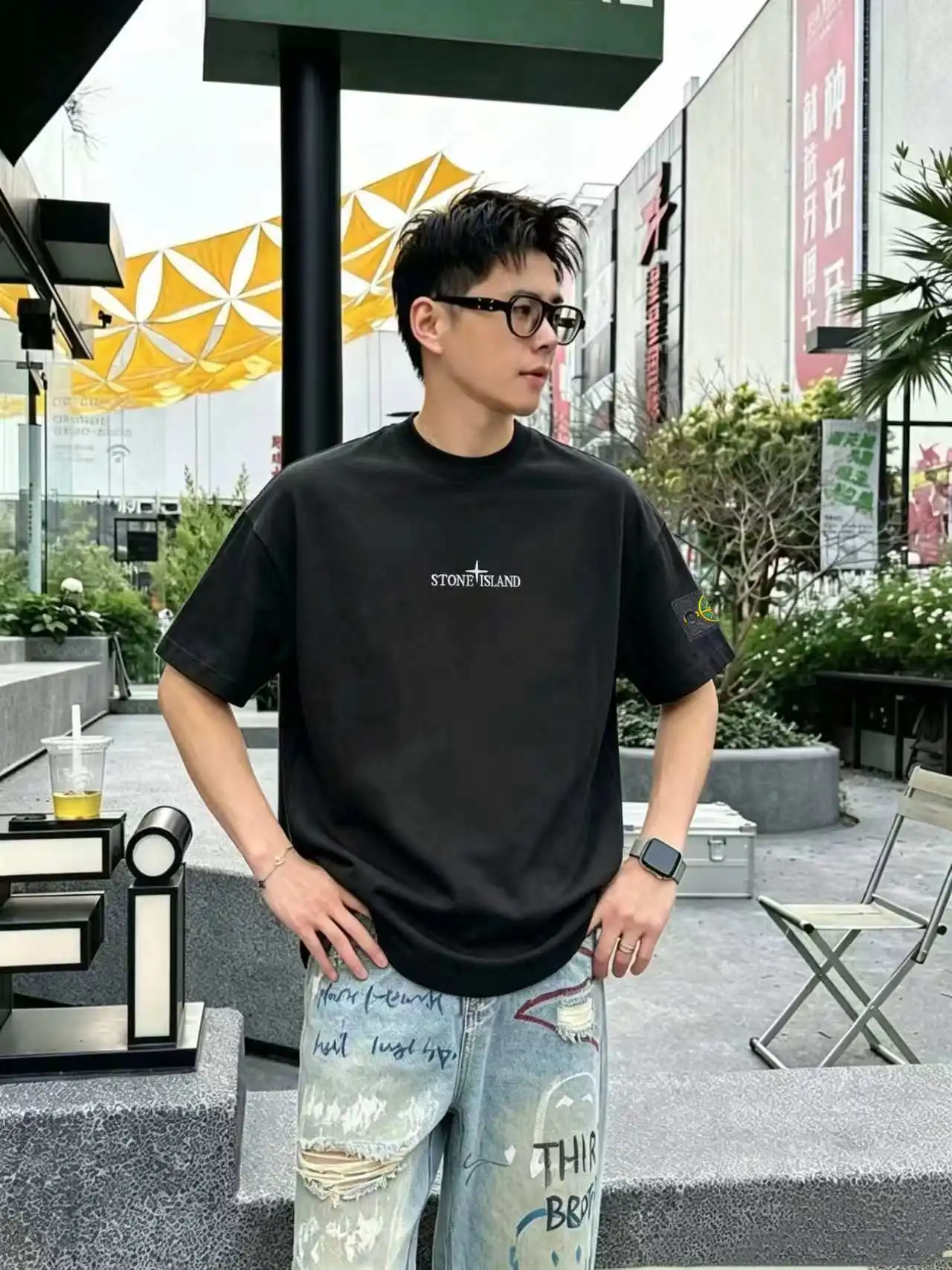 Logo-Embroidered Cotton Jersey T-Shirt D14021425 — view 6