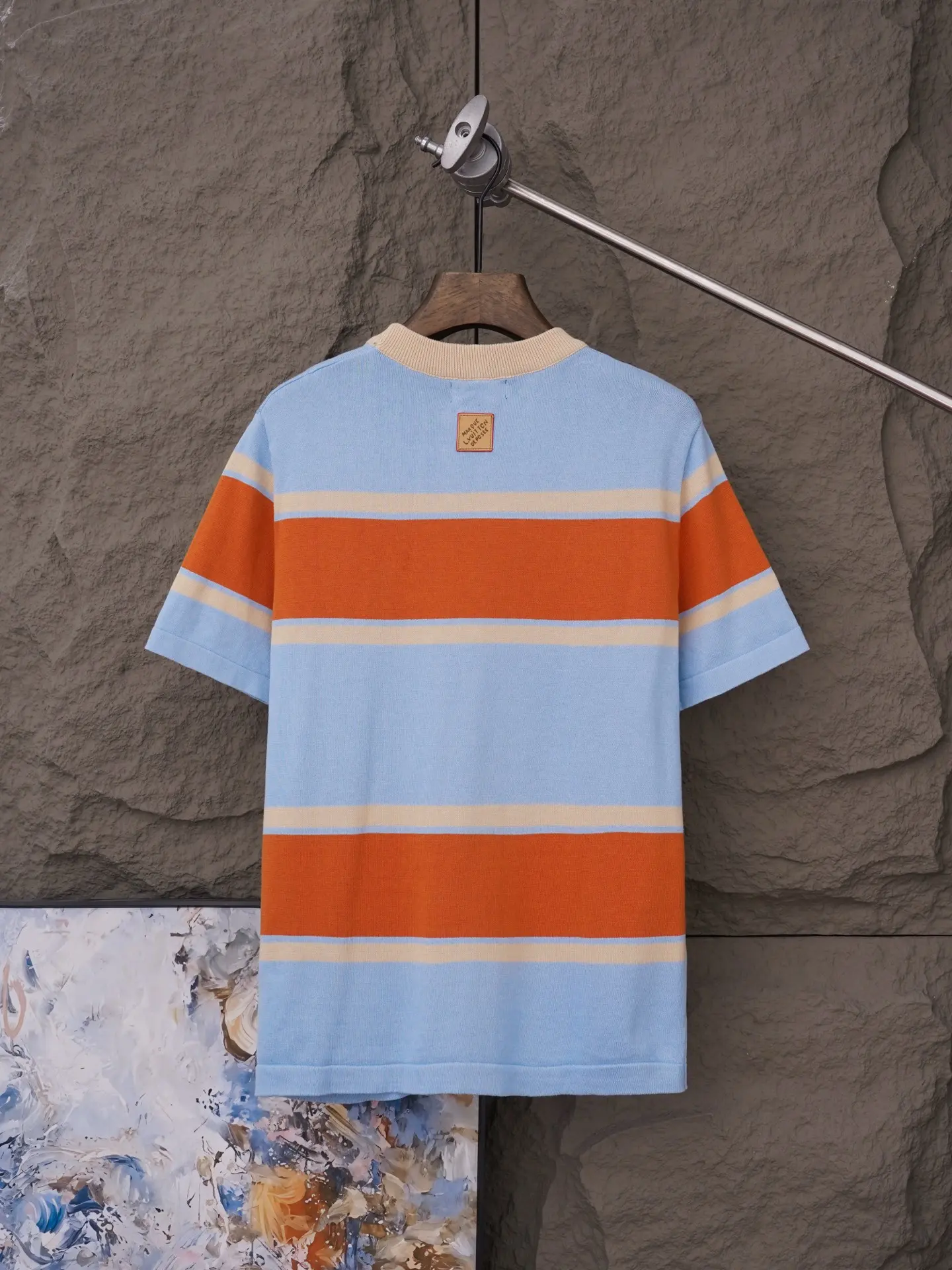 Logo-Embroidered Striped Cotton T-Shirt D15021110 — view 2