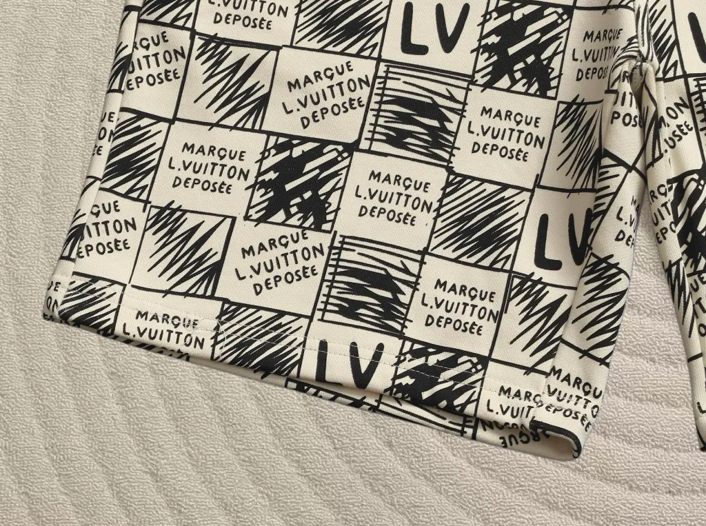 Damier Logo Print French Terry Shorts D15521481 — view 12