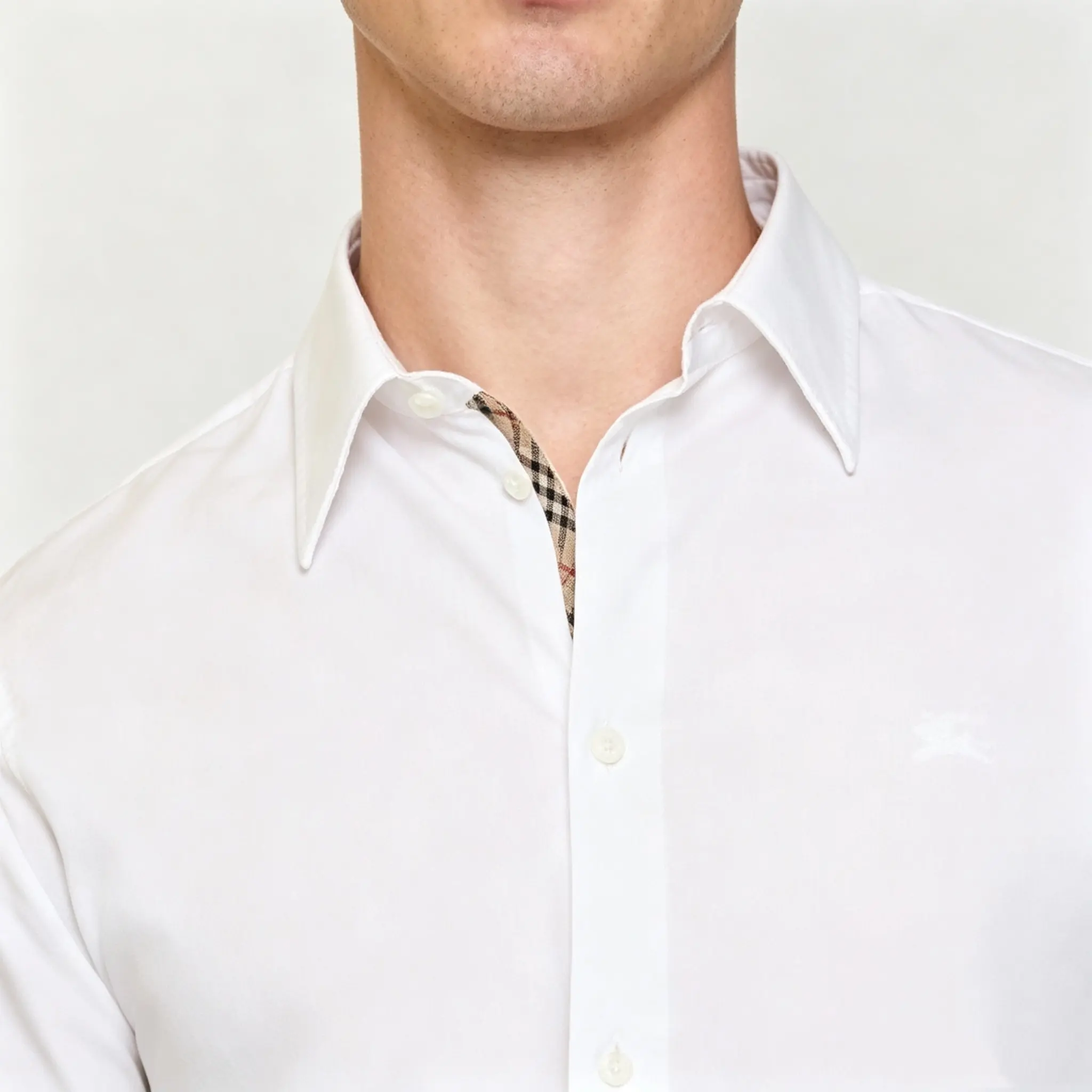 Embroidered Logo Poplin Shirt with Check Lining D17022650 — view 6