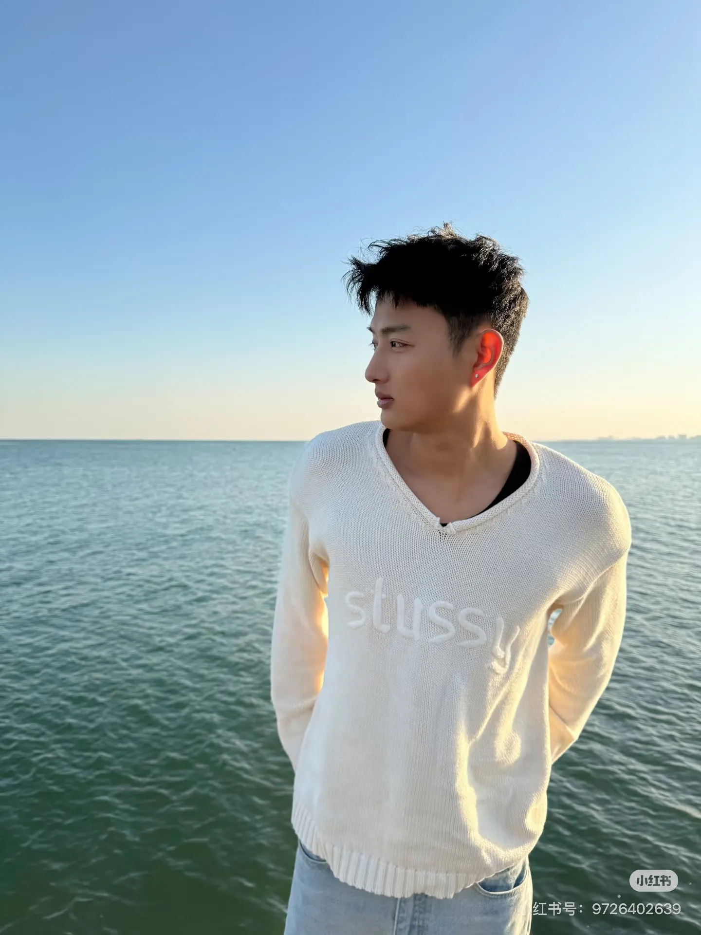 Stussy V-Neck Logo Knit Sweater D17023079 — view 7