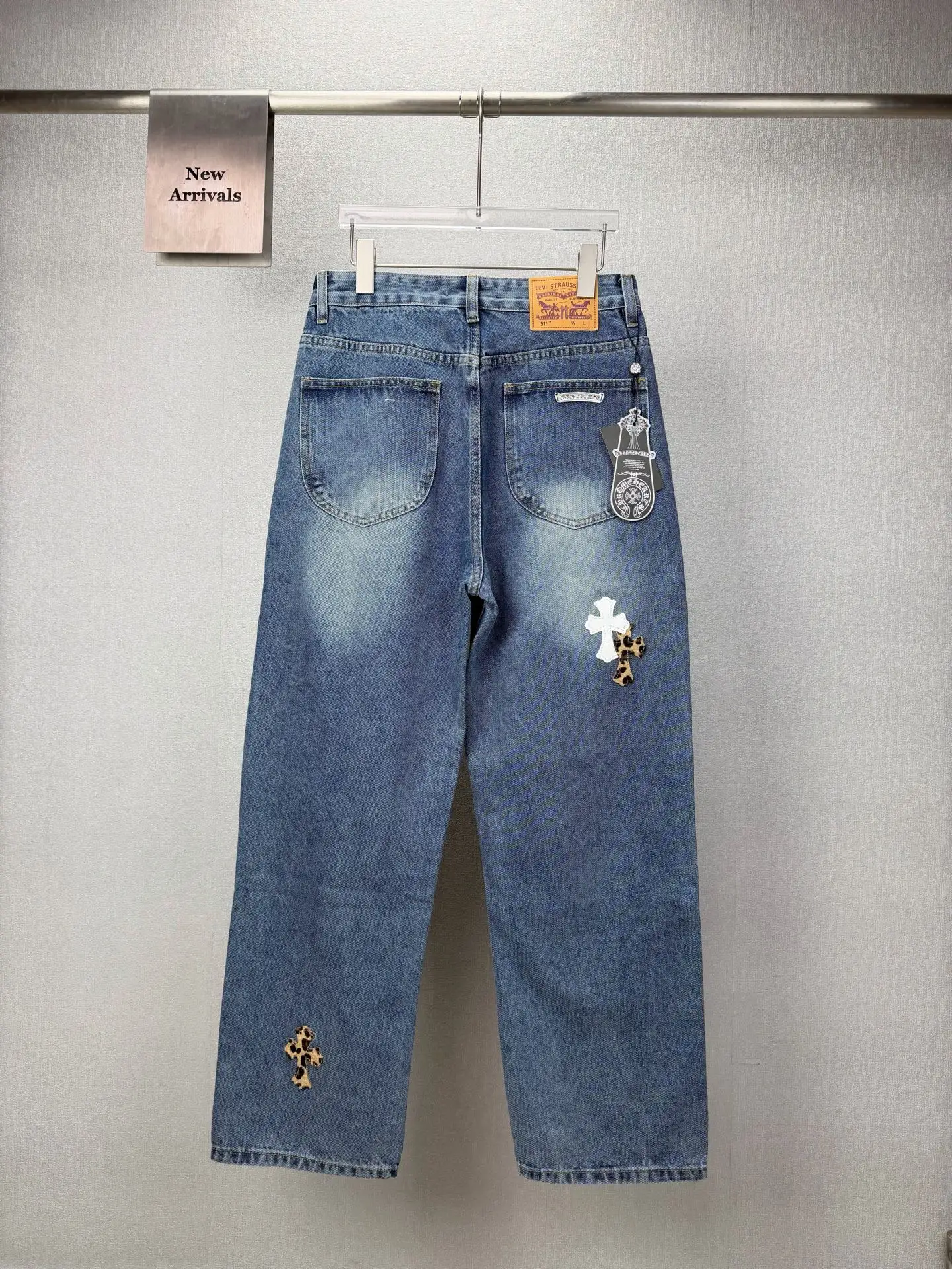 Chrome Hearts Leopard Cross Patch Straight-Leg Jeans D17523167 — view 2