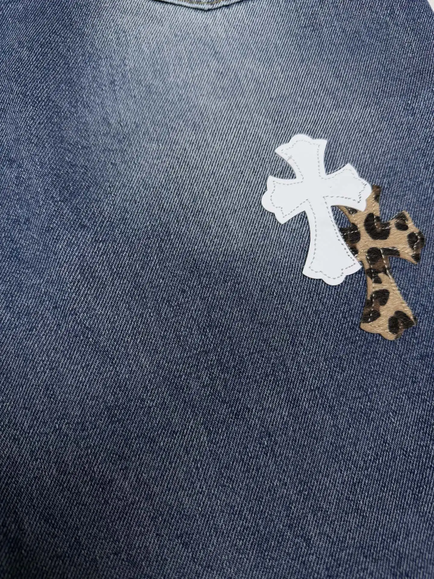 Chrome Hearts Leopard Cross Patch Straight-Leg Jeans D17523167 — view 7