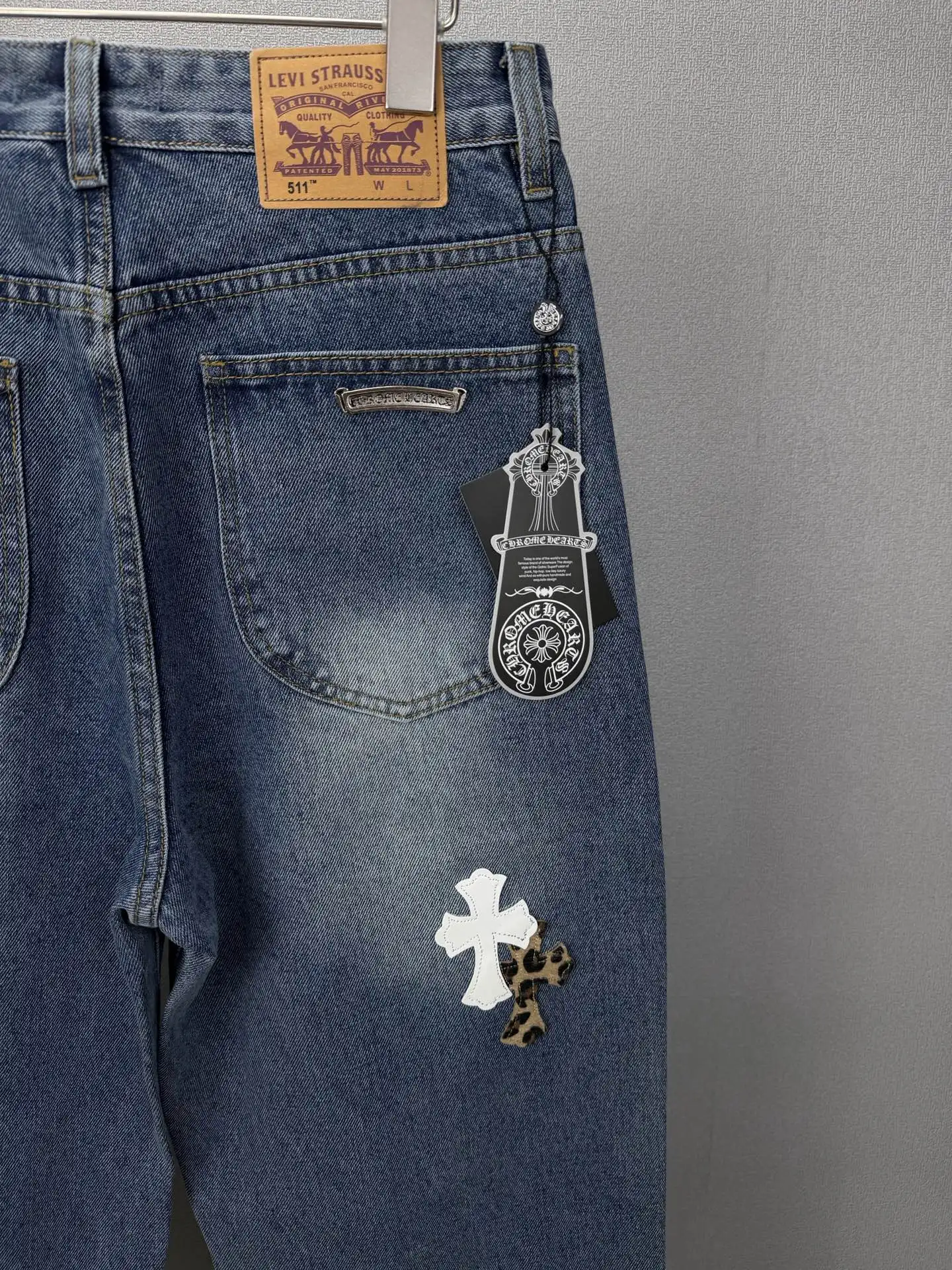 Chrome Hearts Leopard Cross Patch Straight-Leg Jeans D17523167 — view 8