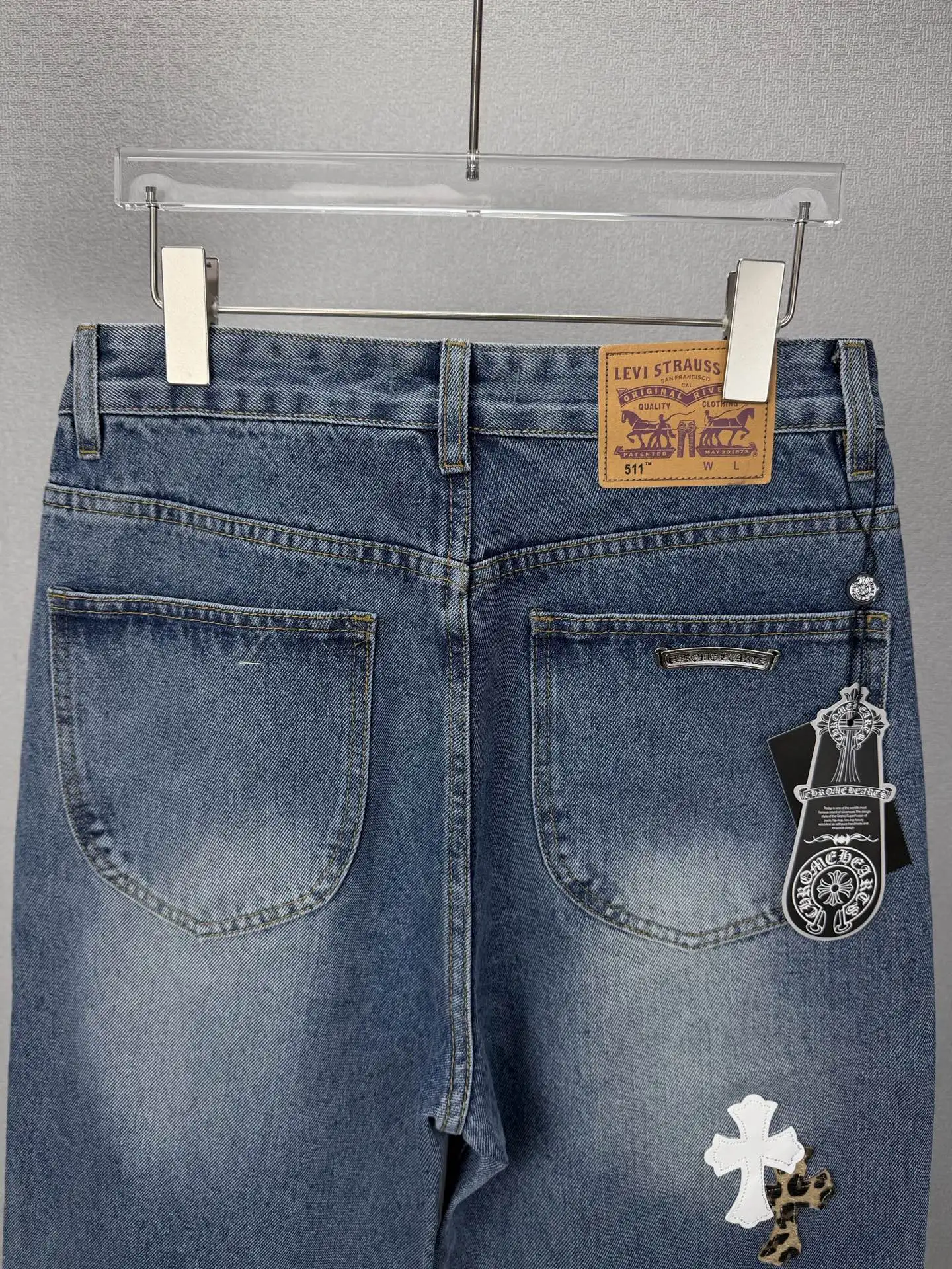 Chrome Hearts Leopard Cross Patch Straight-Leg Jeans D17523167 — view 9