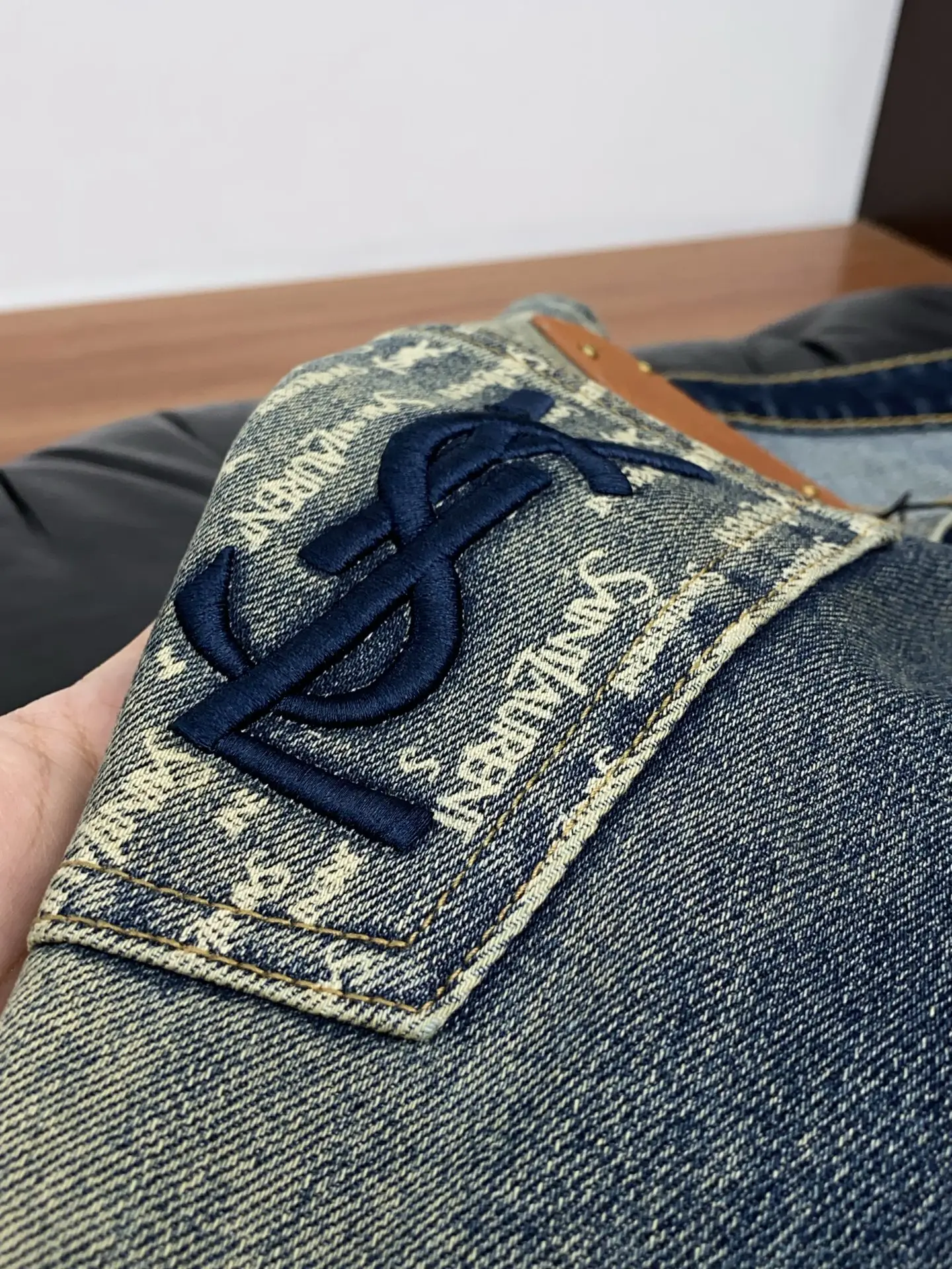 Monogram Embroidered Slim-Fit Straight-Leg Jeans D17523870 — view 6