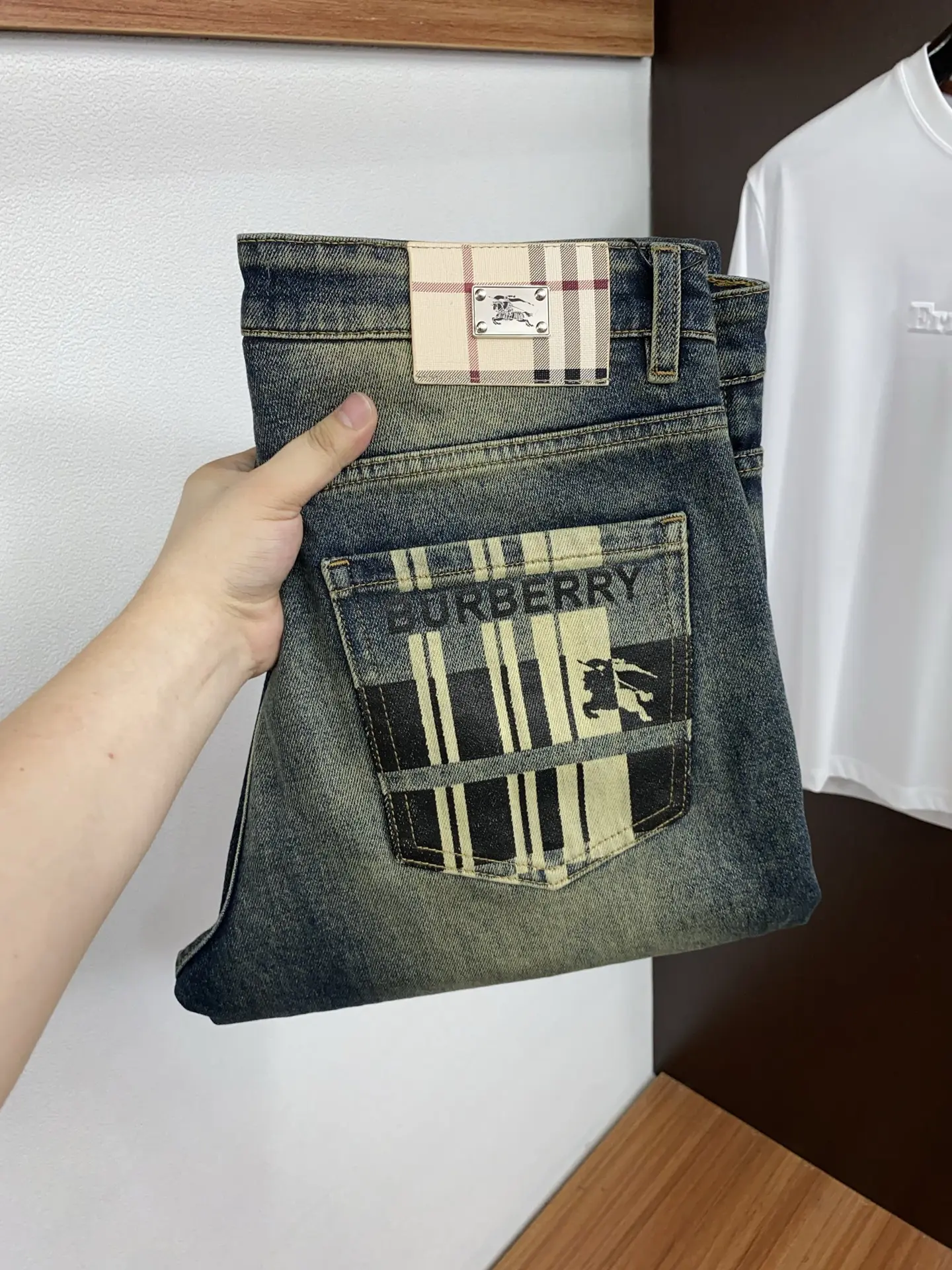 Slim-Fit Straight-Leg Check Pocket Jeans D17523881