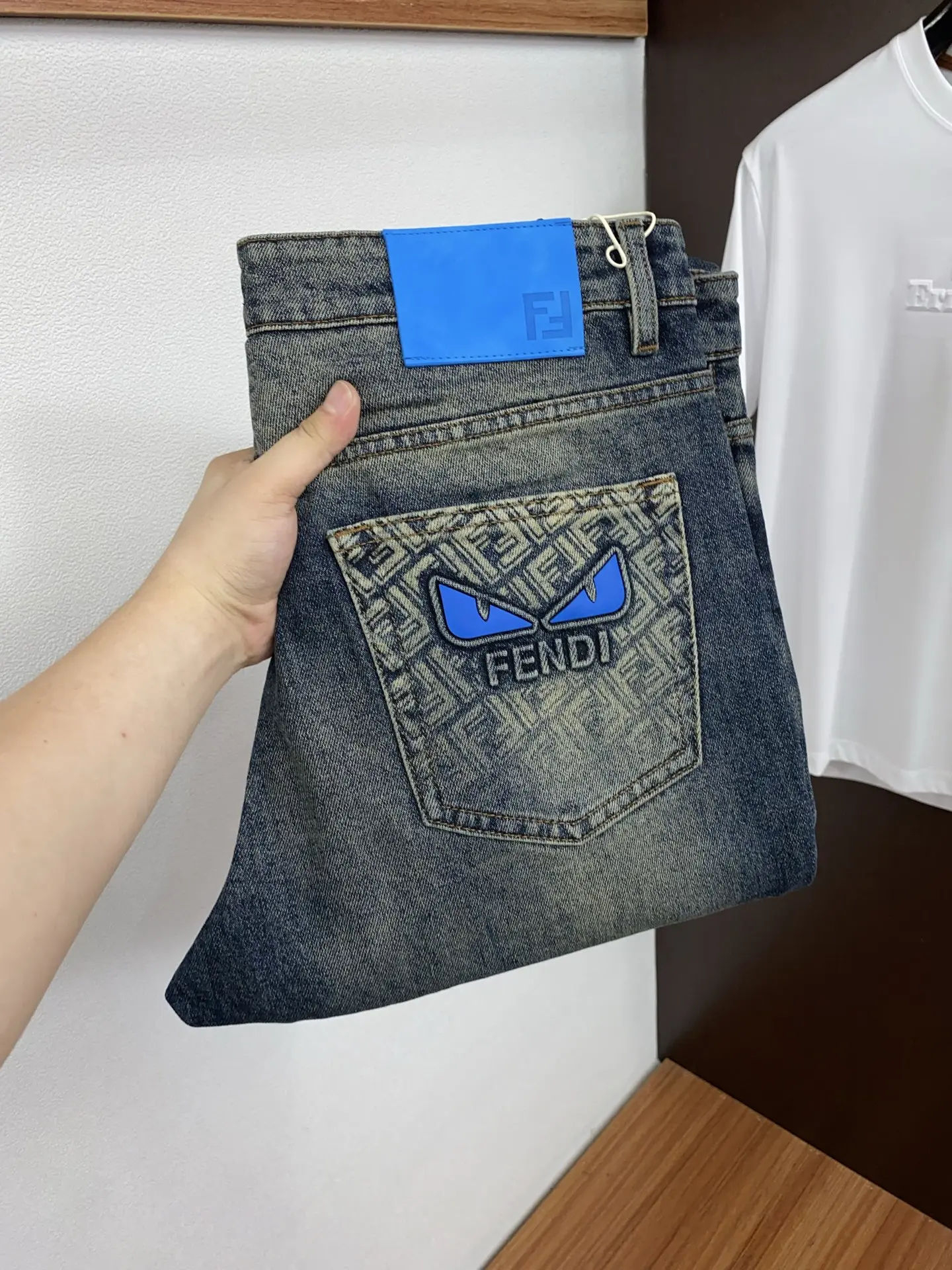 Slim-Fit Straight-Leg Jeans with Logo Patch D17523875