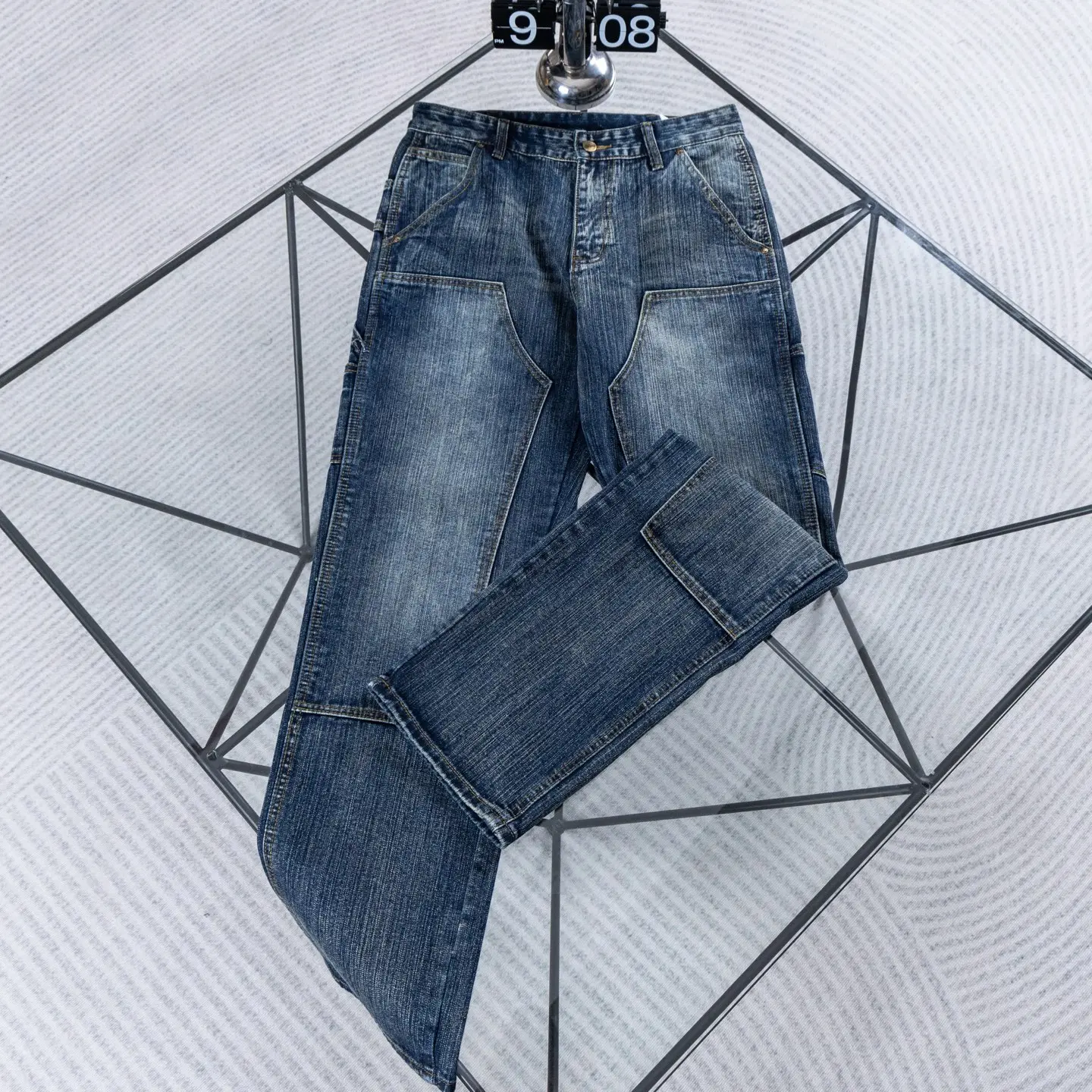 Double-Knee Straight-Leg Logger Jeans D17523899