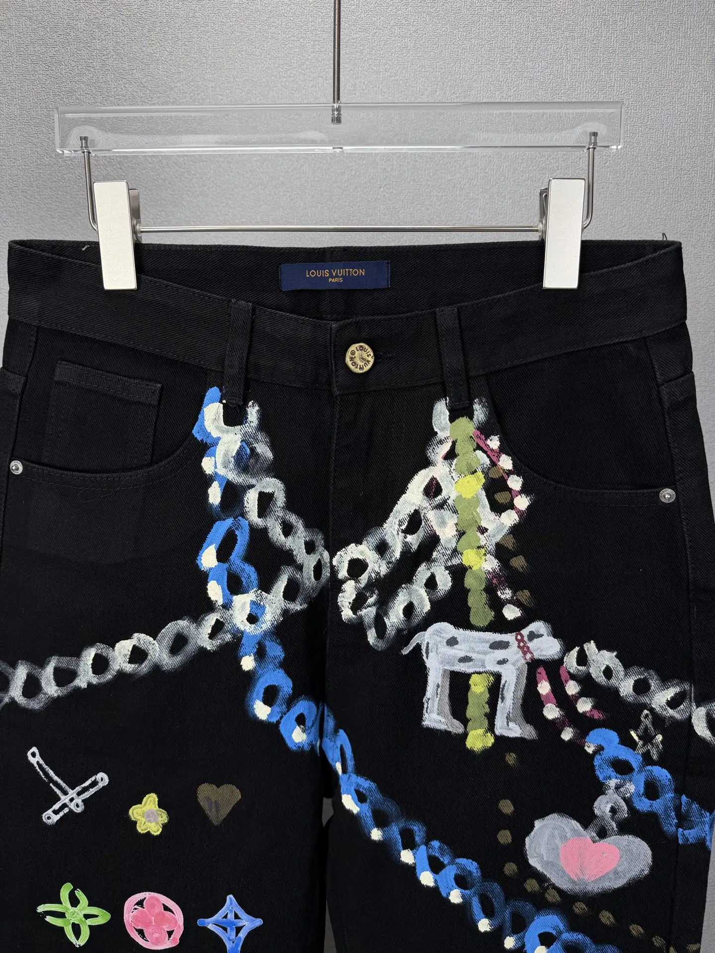 Graffiti Chain Print Straight-Leg Jeans D18023172 — view 3