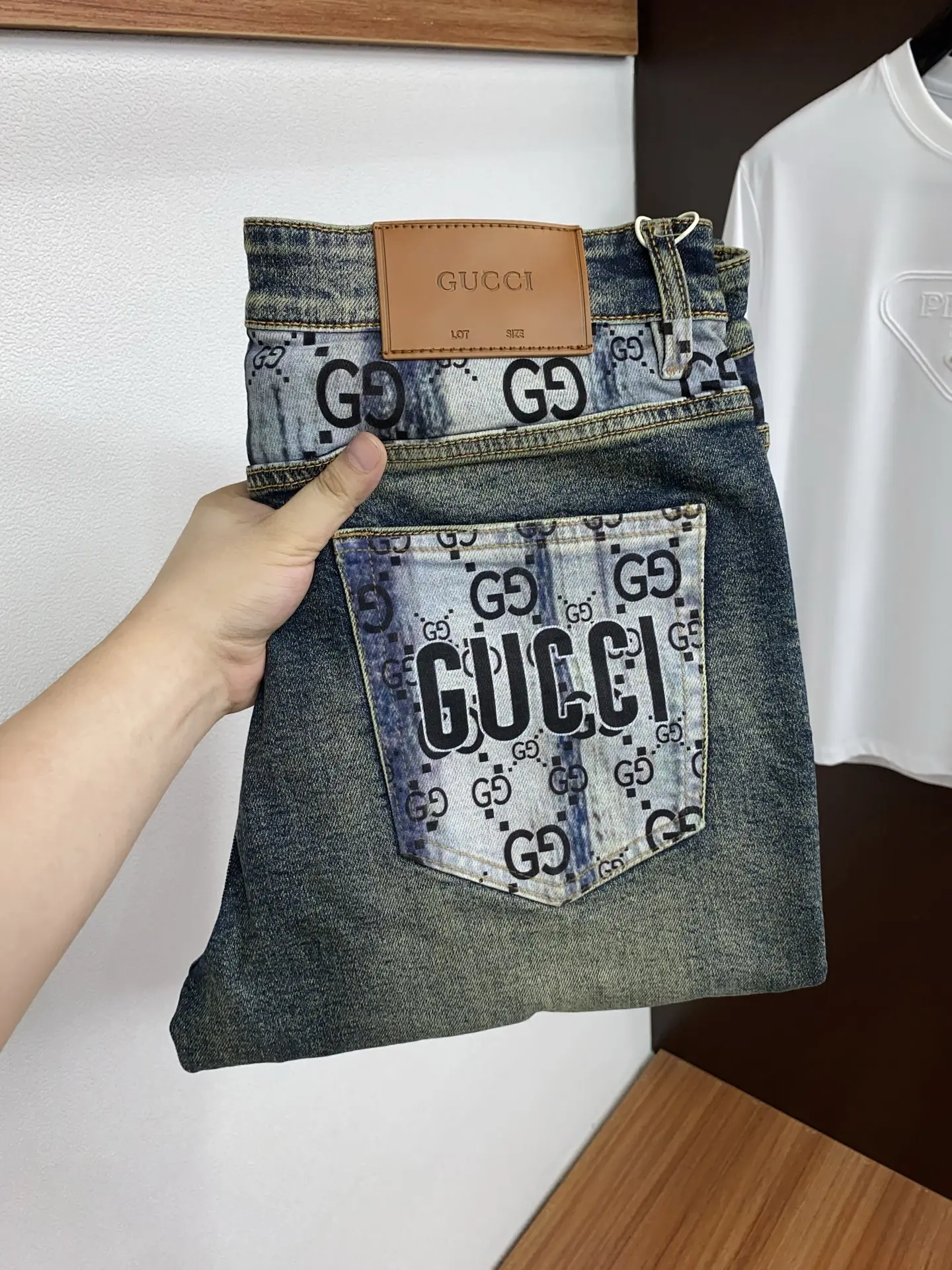 Slim-Fit Monogram Print Straight-Leg Jeans D18023867