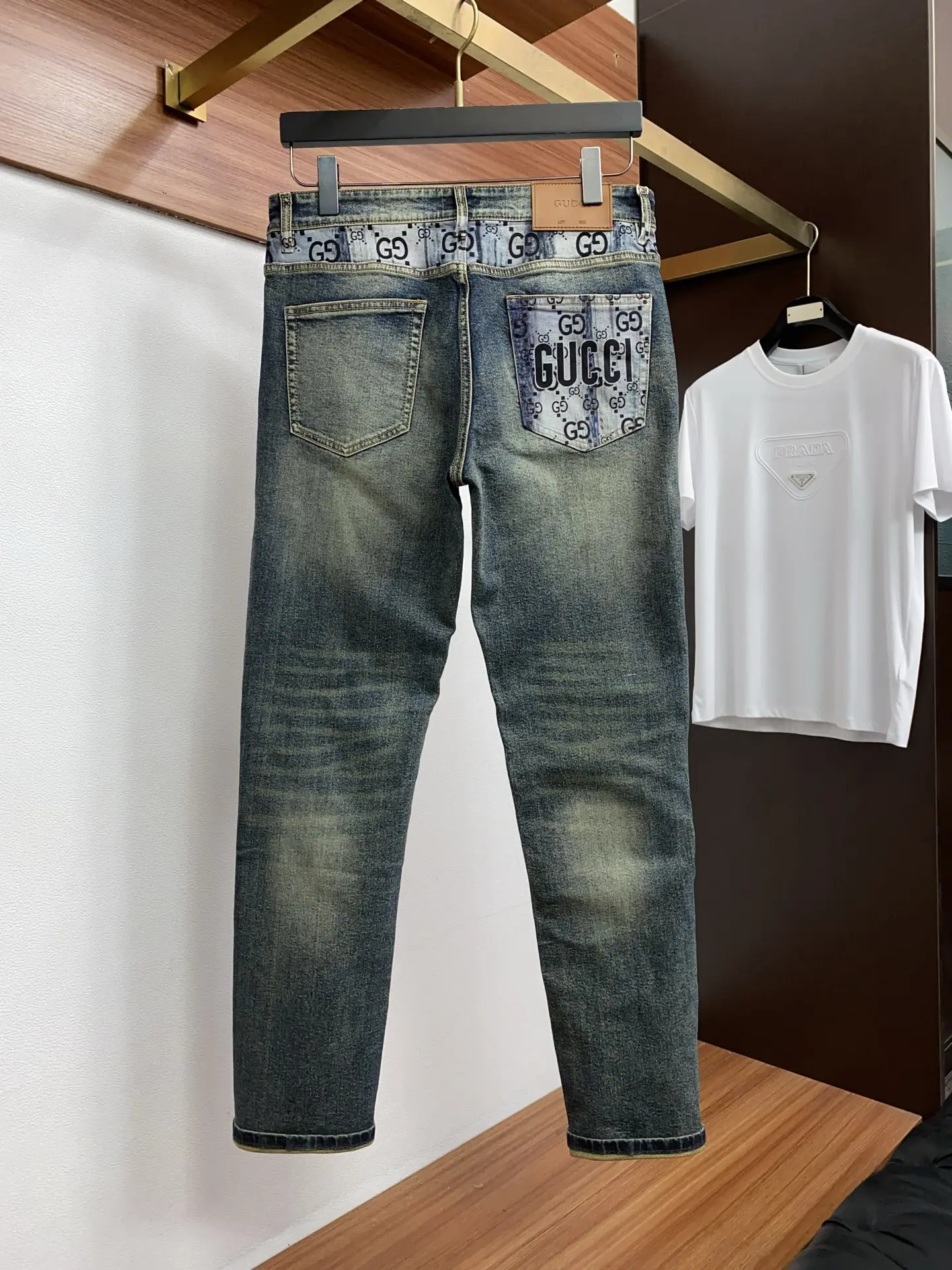 Slim-Fit Monogram Print Straight-Leg Jeans D18023867 — view 2