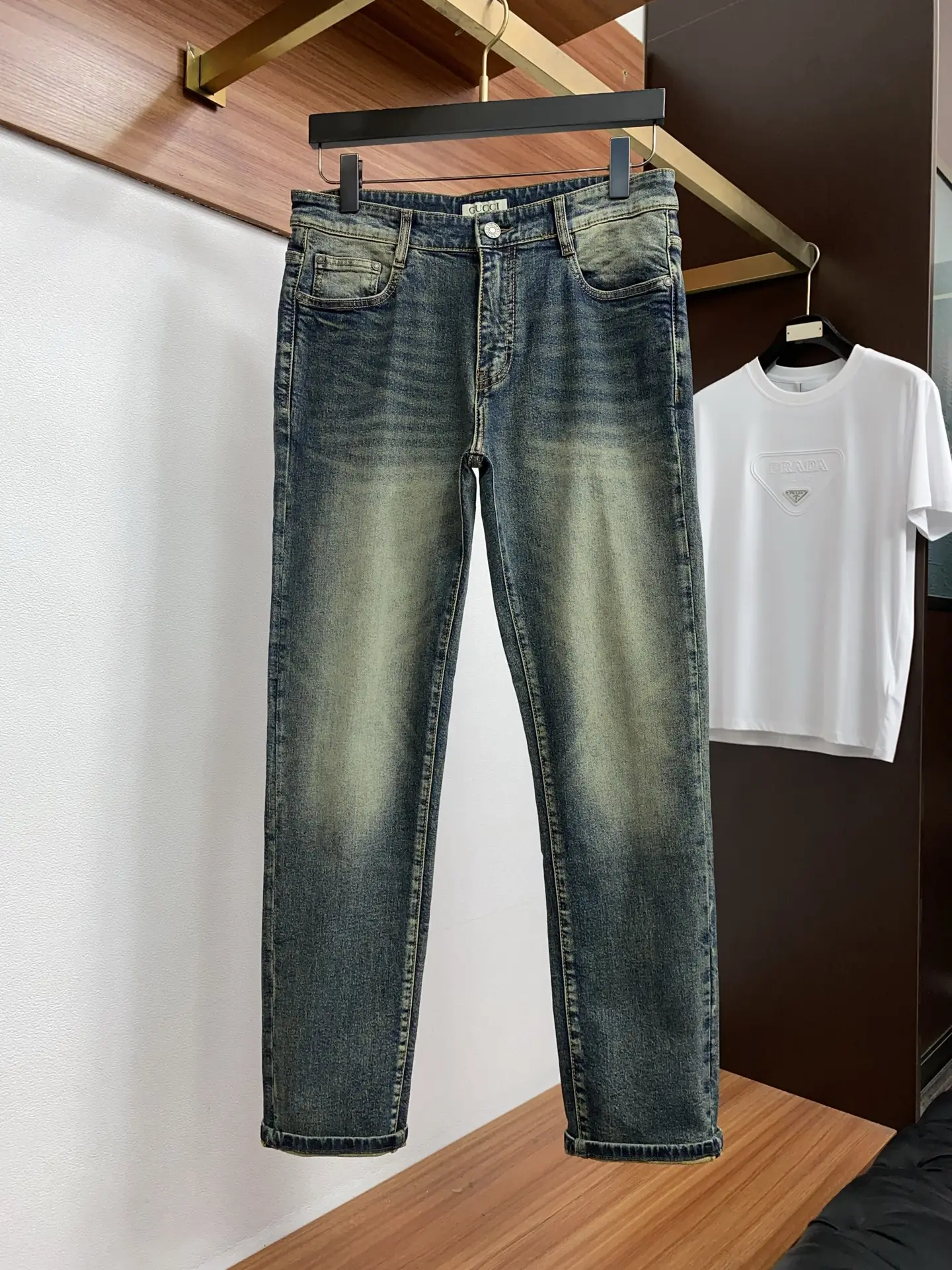 Slim-Fit Monogram Print Straight-Leg Jeans D18023867 — view 3