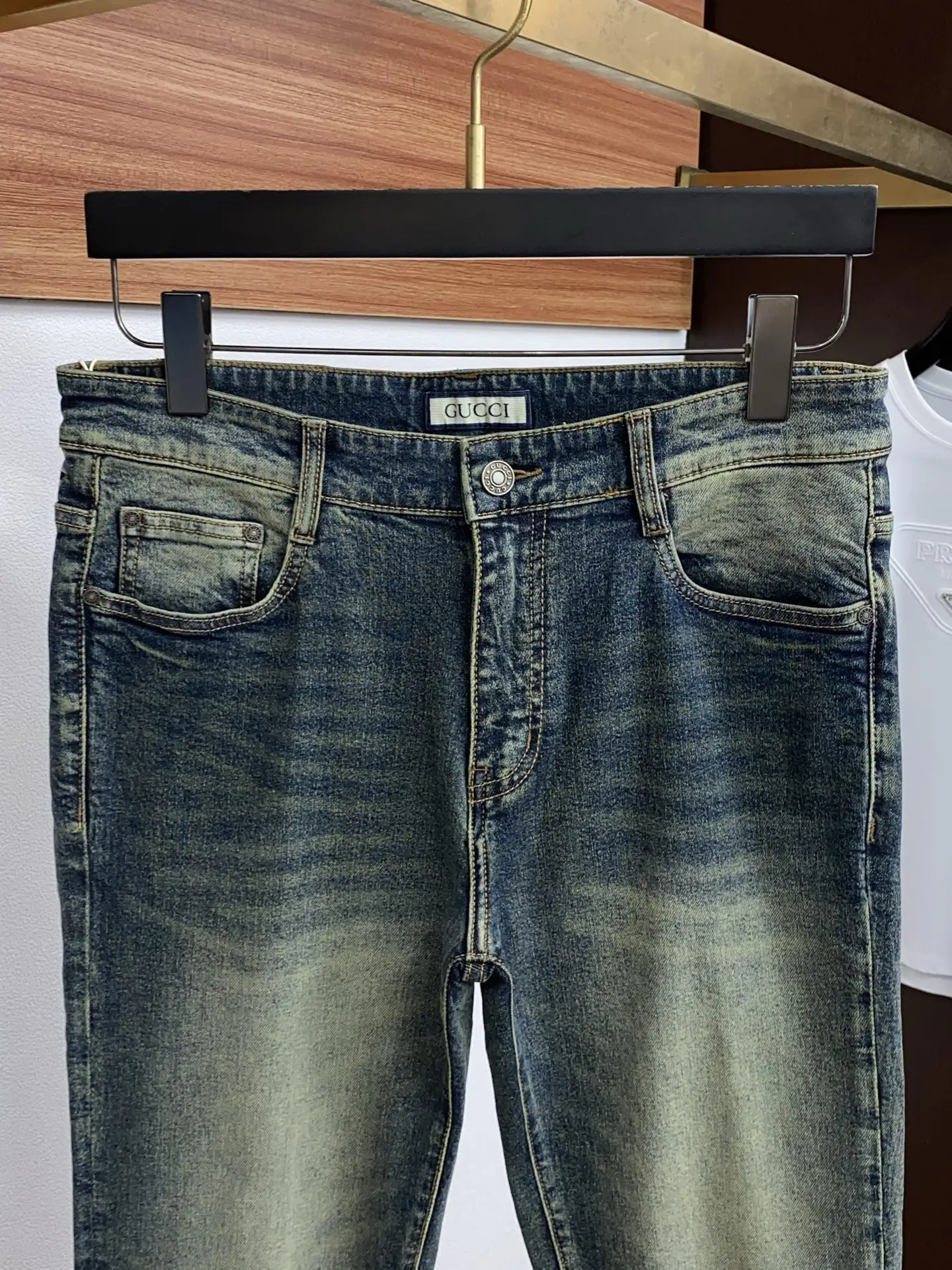 Slim-Fit Monogram Print Straight-Leg Jeans D18023867 — view 4