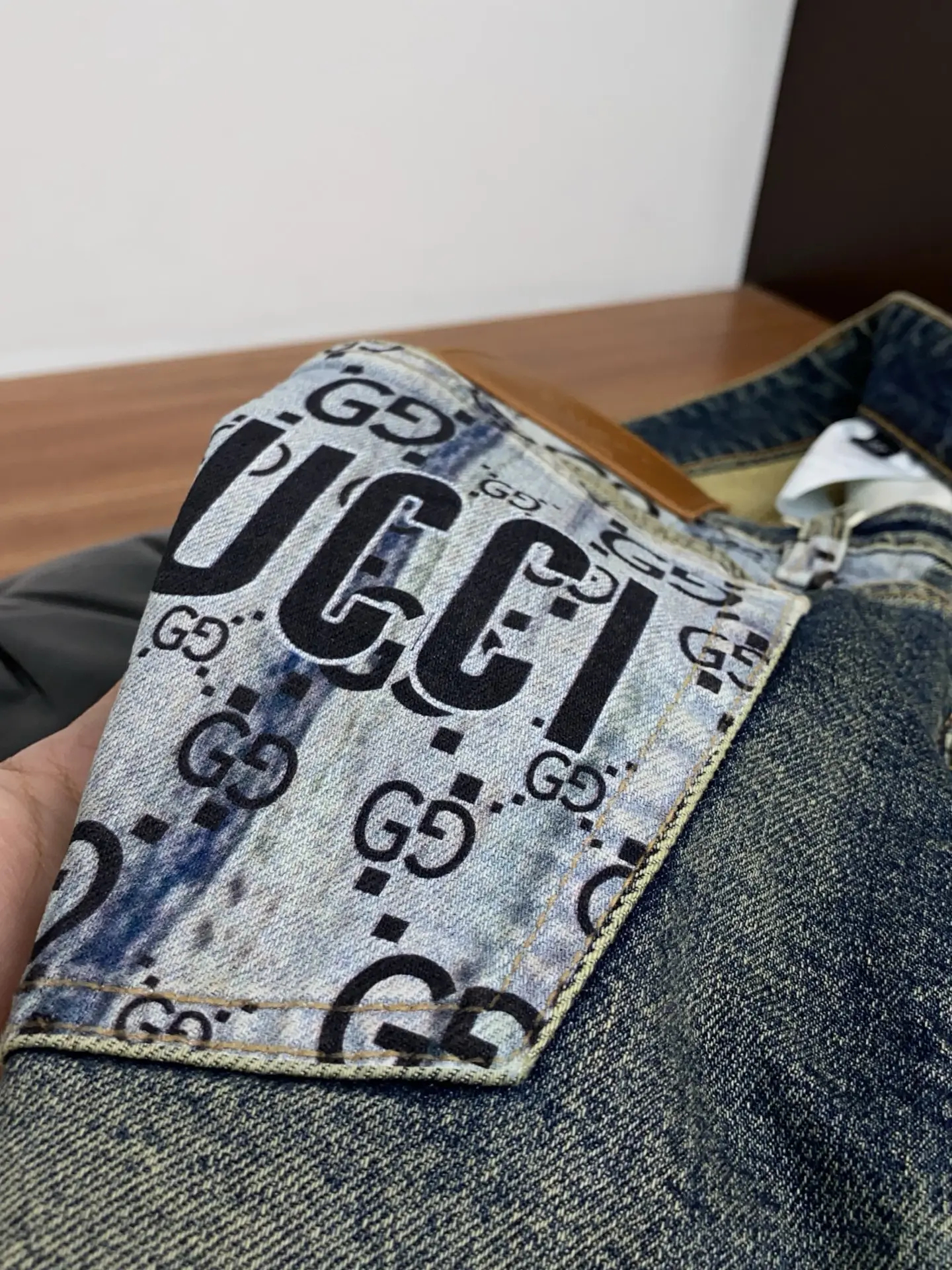 Slim-Fit Monogram Print Straight-Leg Jeans D18023867 — view 6