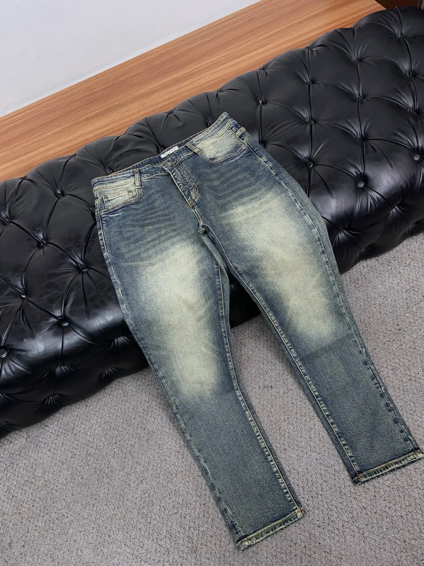 Slim-Fit Monogram Print Straight-Leg Jeans D18023867 — view 7