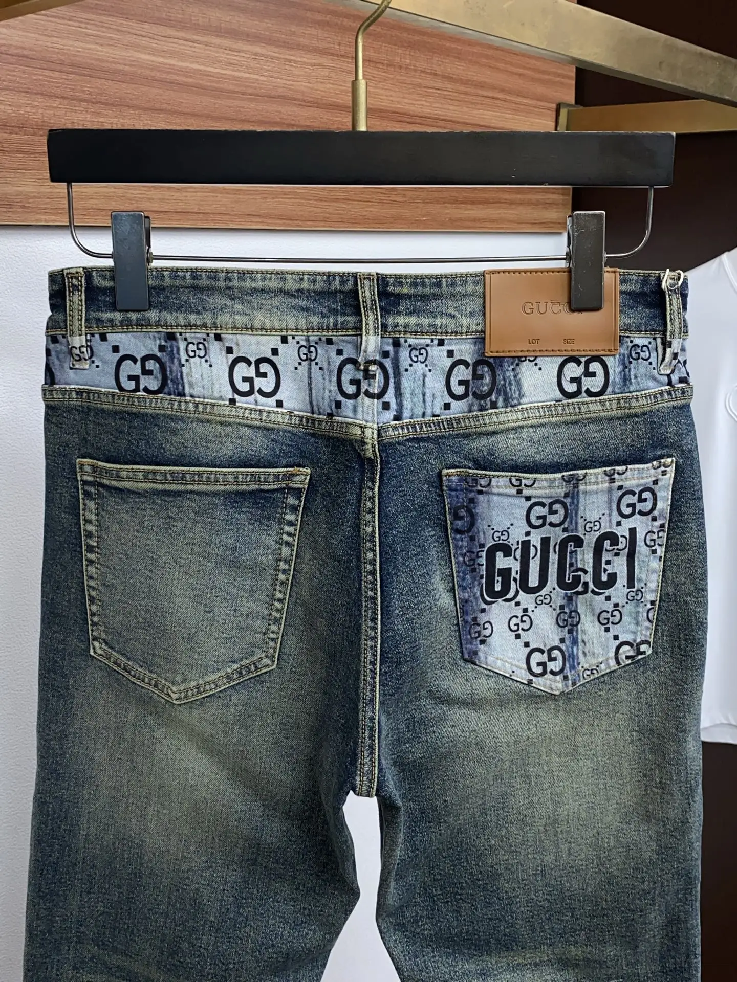 Slim-Fit Monogram Print Straight-Leg Jeans D18023867 — view 9