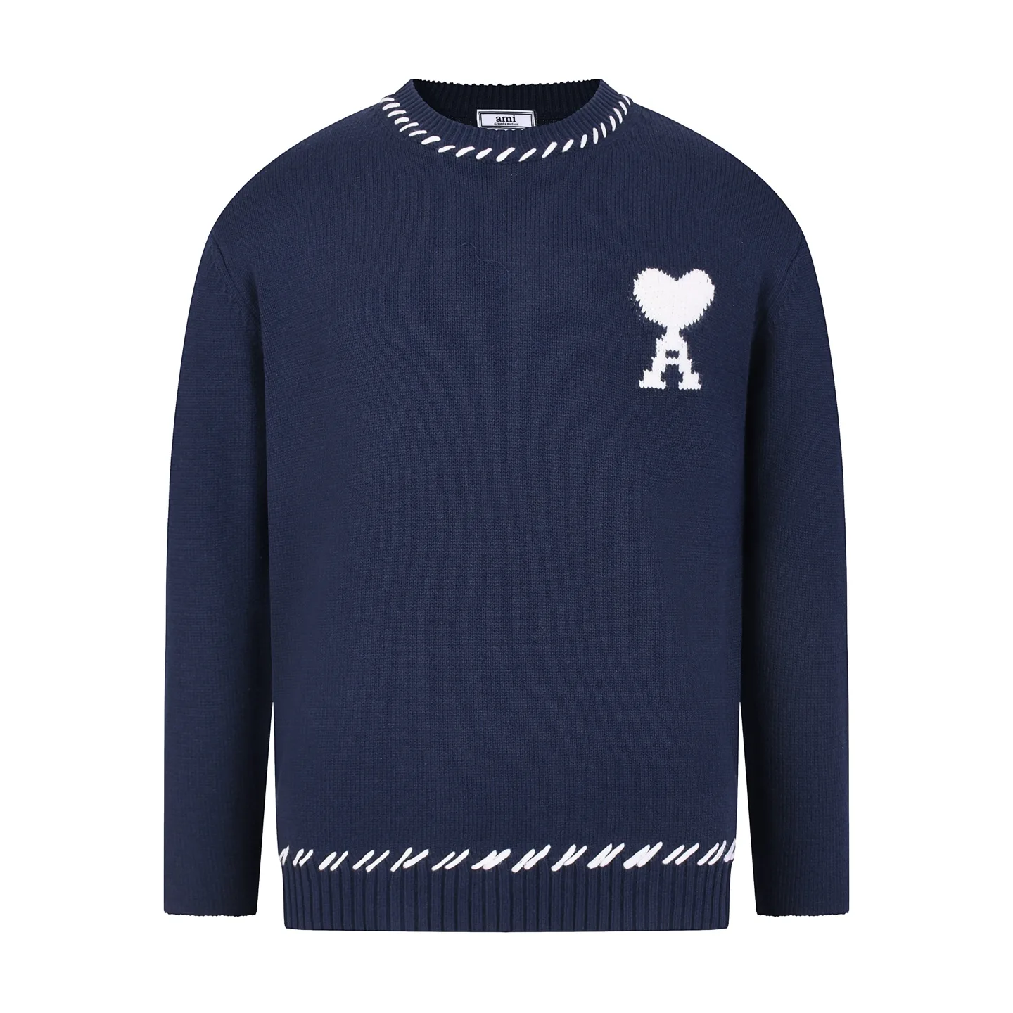 Ami de Coeur Intarsia Knit Crew-Neck Sweater D18021628
