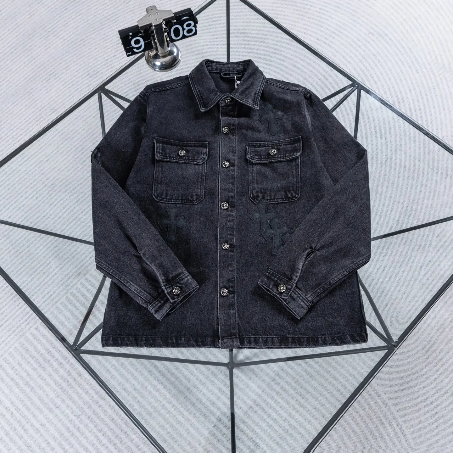 Chrome Hearts Cross Patch Washed Denim Jacket D18023902