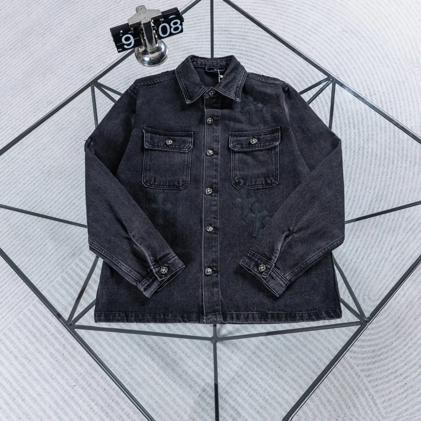 Chrome Hearts Cross Patch Washed Denim Jacket D18023902
