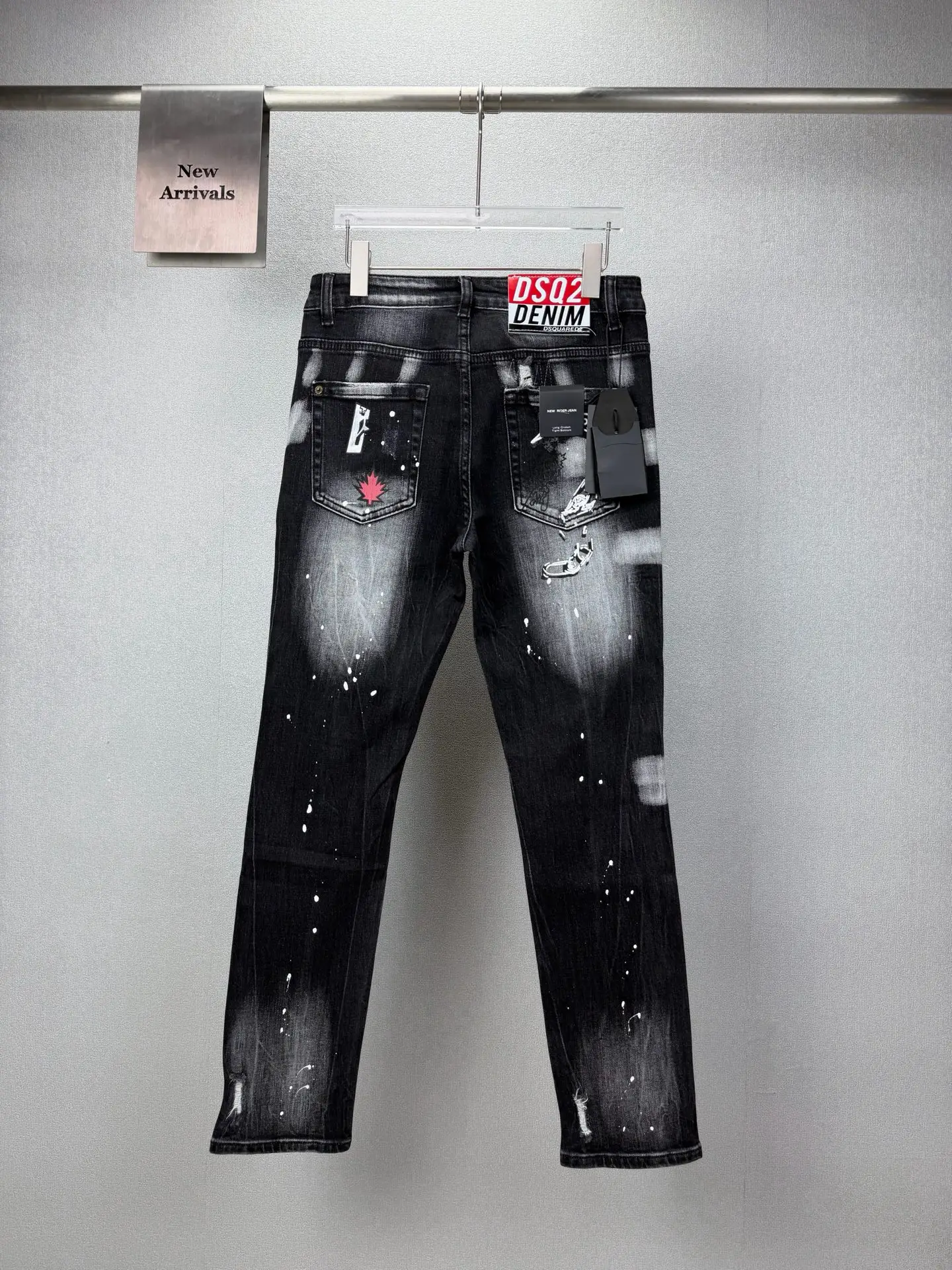Distressed Paint-Splatter Slim-Fit Jeans D18023162 — view 2