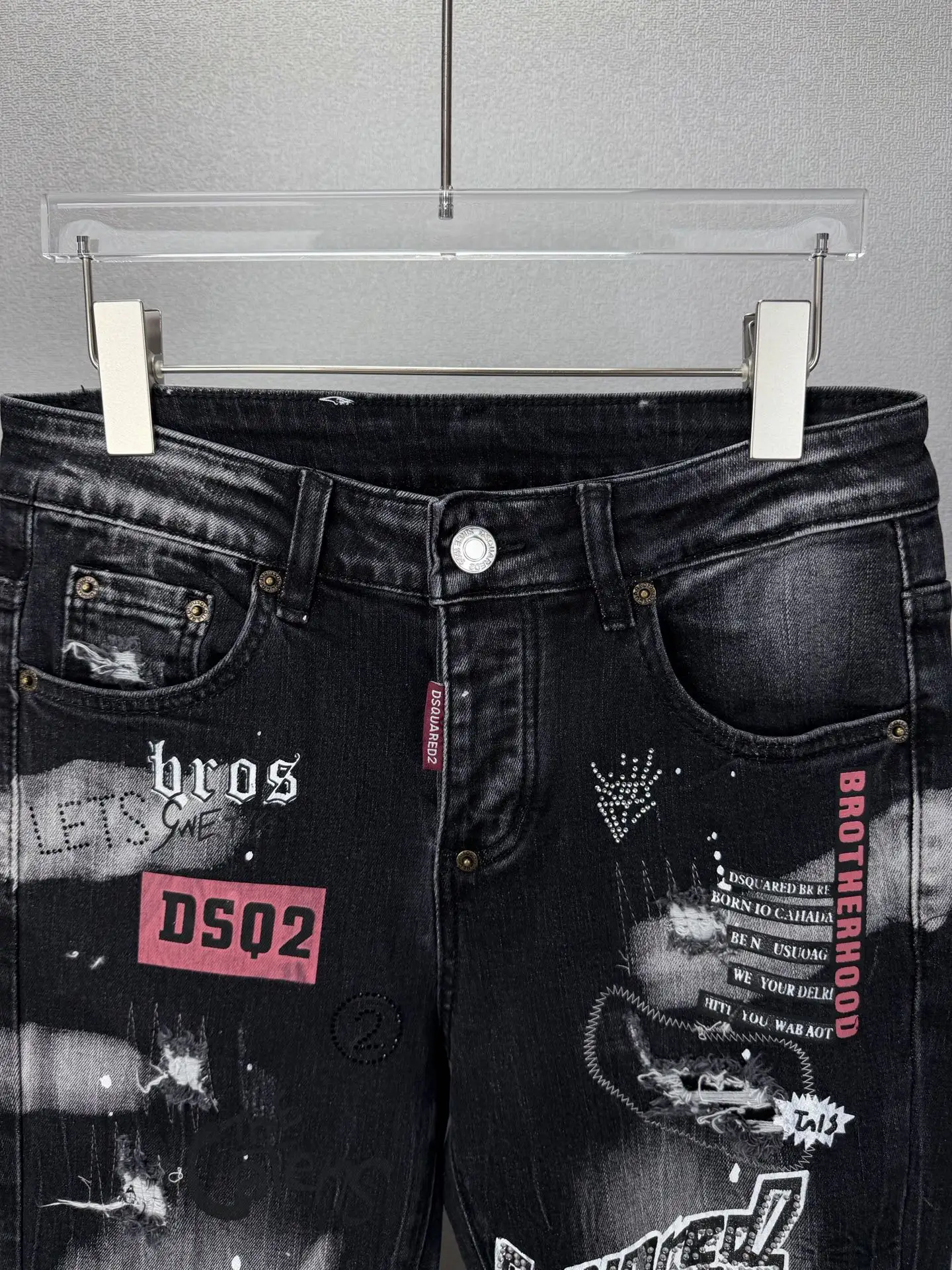 Distressed Paint-Splatter Slim-Fit Jeans D18023162 — view 3