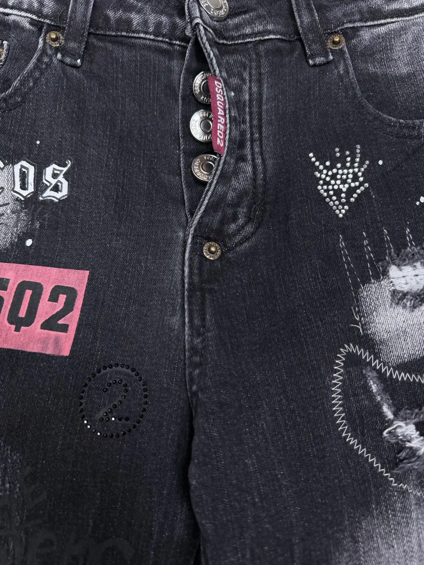 Distressed Paint-Splatter Slim-Fit Jeans D18023162 — view 6