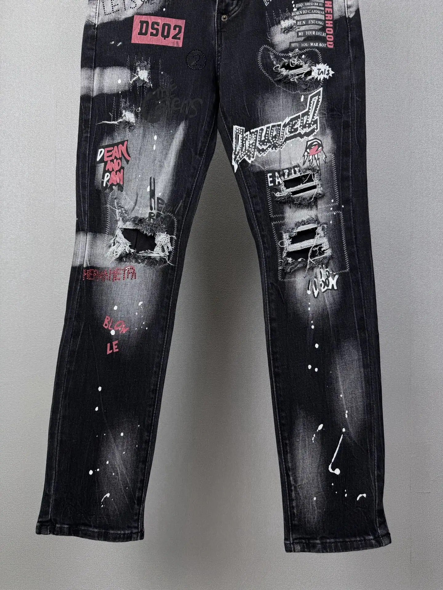 Distressed Paint-Splatter Slim-Fit Jeans D18023162 — view 7