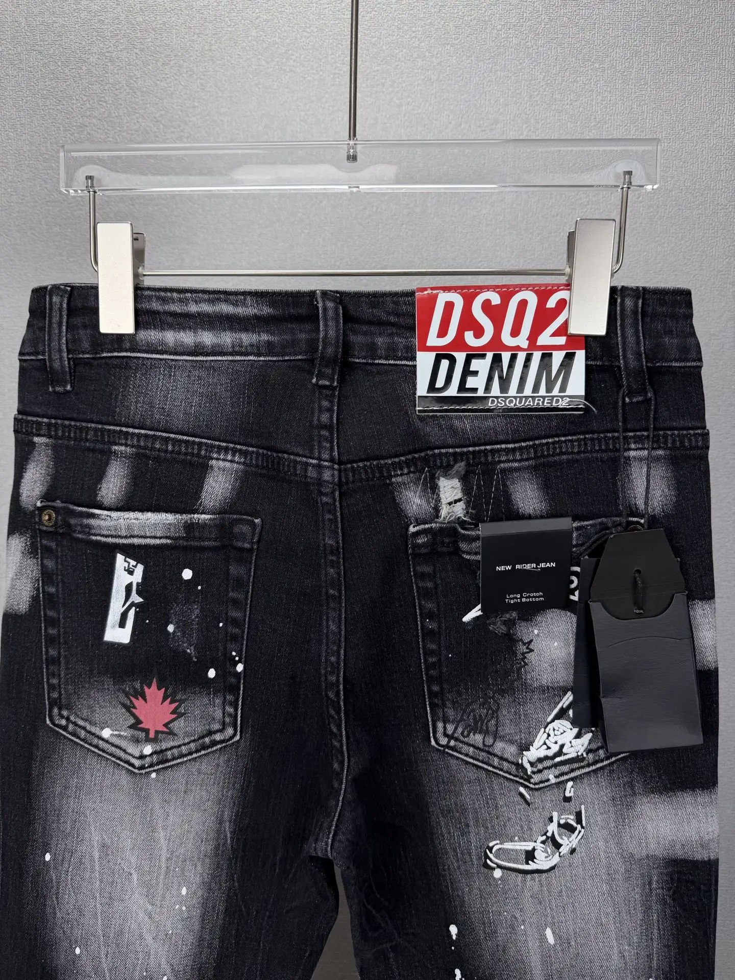 Distressed Paint-Splatter Slim-Fit Jeans D18023162 — view 9