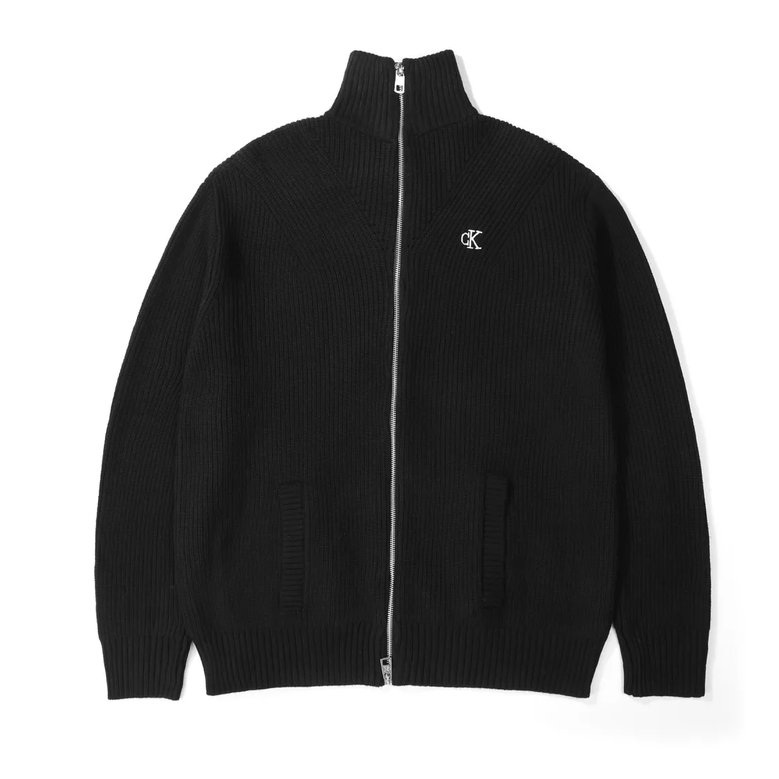 Logo Embroidered Zip-Up Ribbed Cardigan D18023087 — view 2
