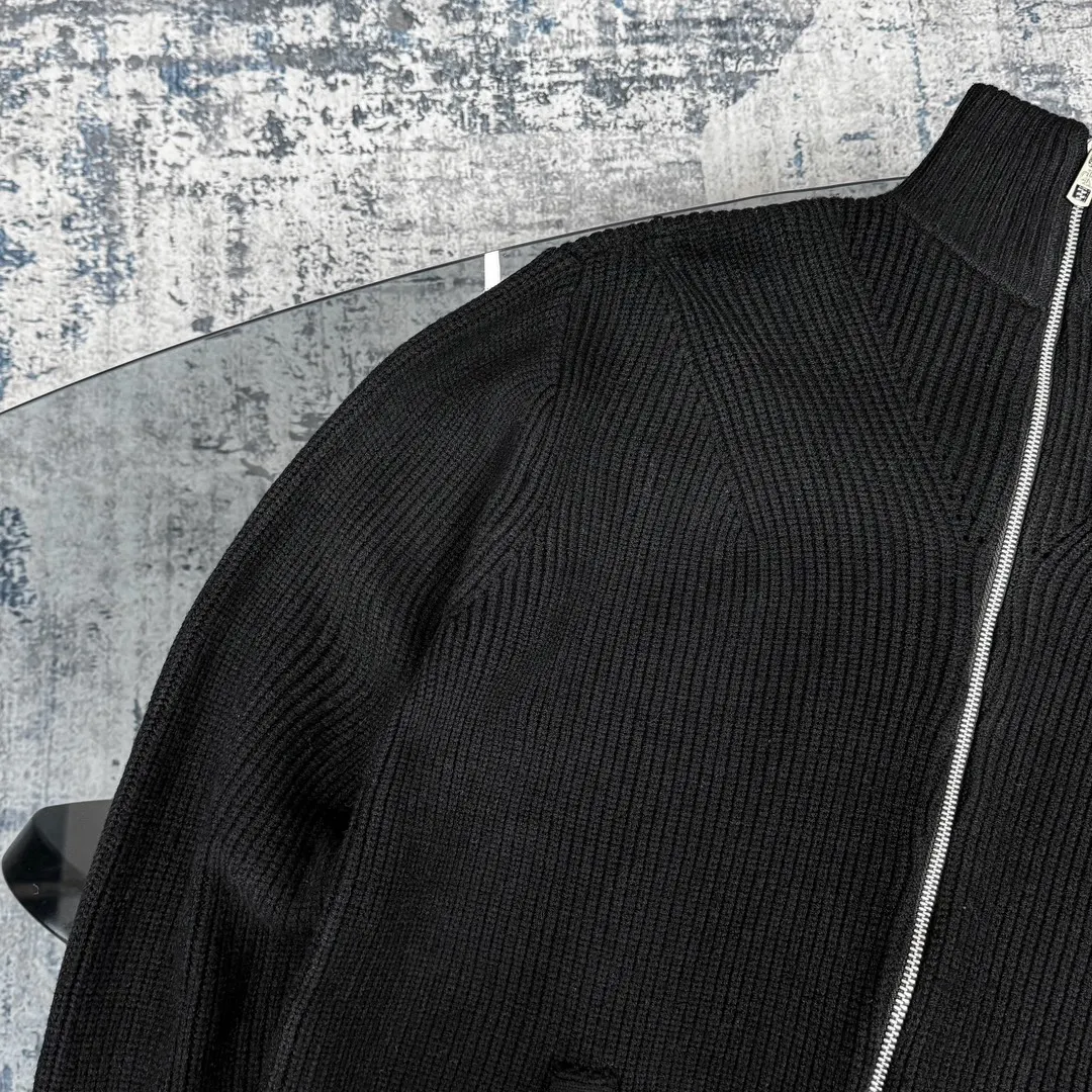 Logo-Embroidered Zip-Up Ribbed Knit Cardigan D18023086 — view 8