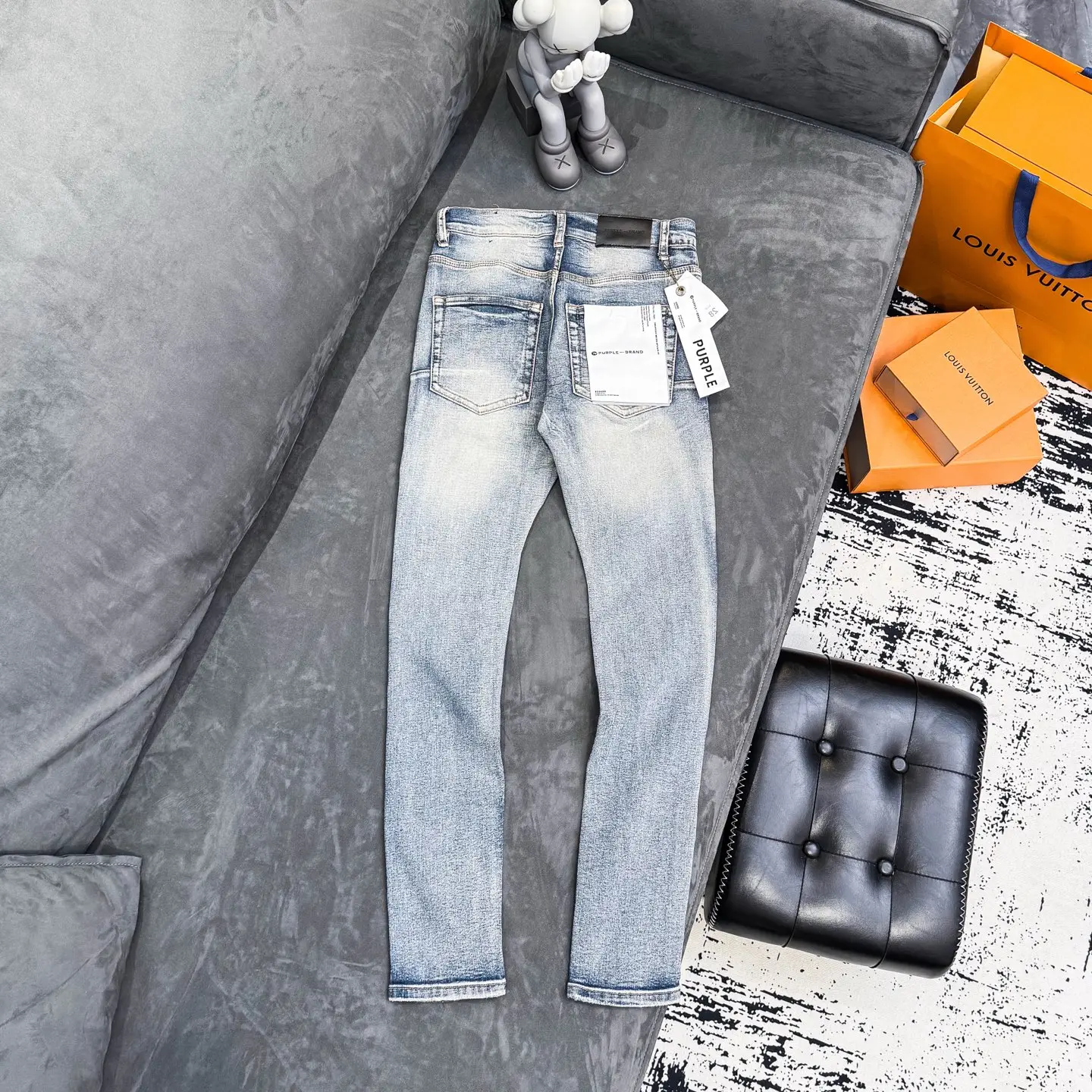 Distressed Slim-Fit Graphic Patch Jeans D18523107 — view 2