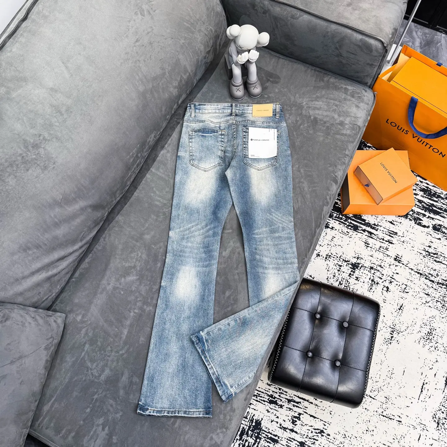 Distressed Embroidered Flare-Leg Jeans D18523101 — view 3